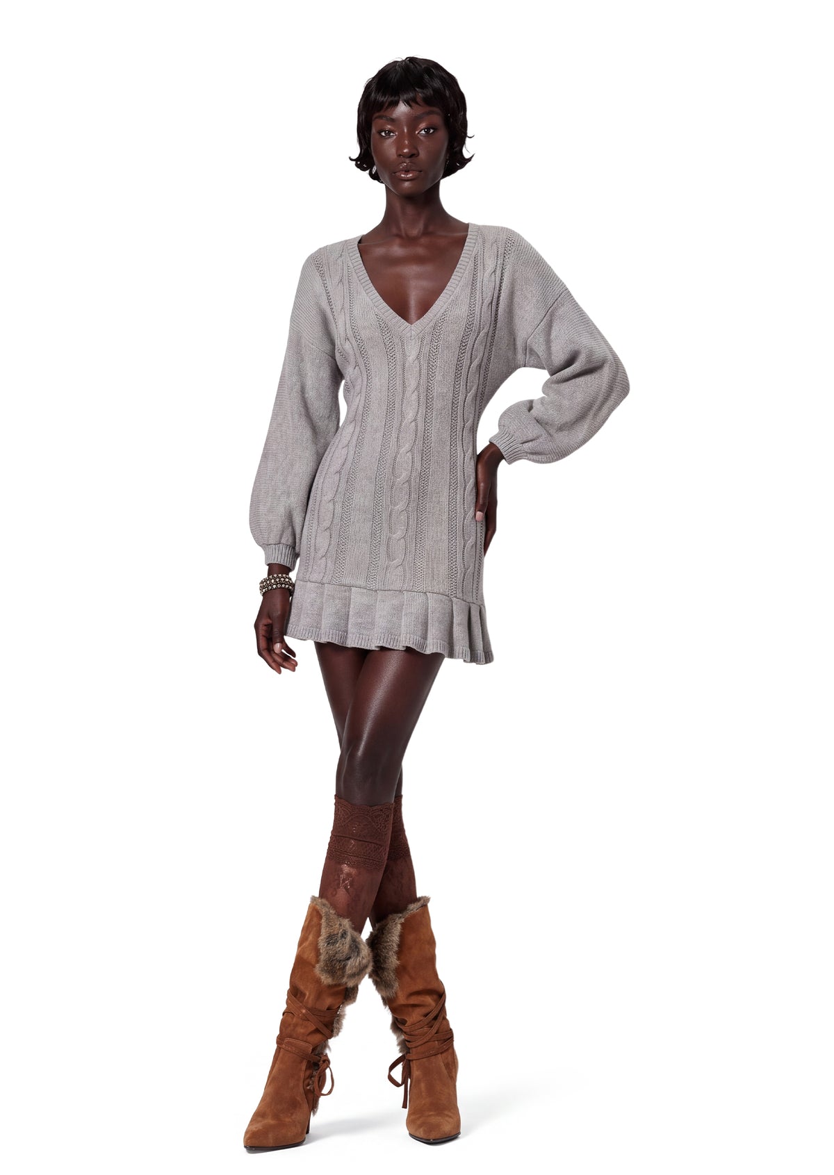Xanti V Neck Knit Mini Dress