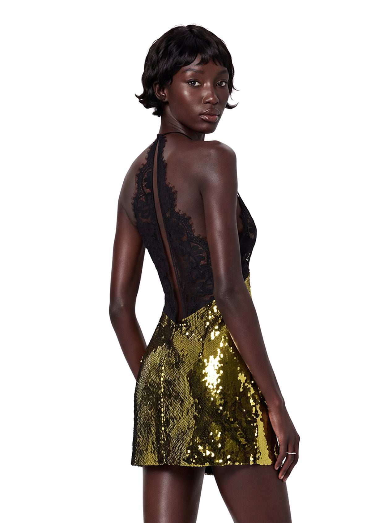 Gabe Lace  Sequin Mini Dress