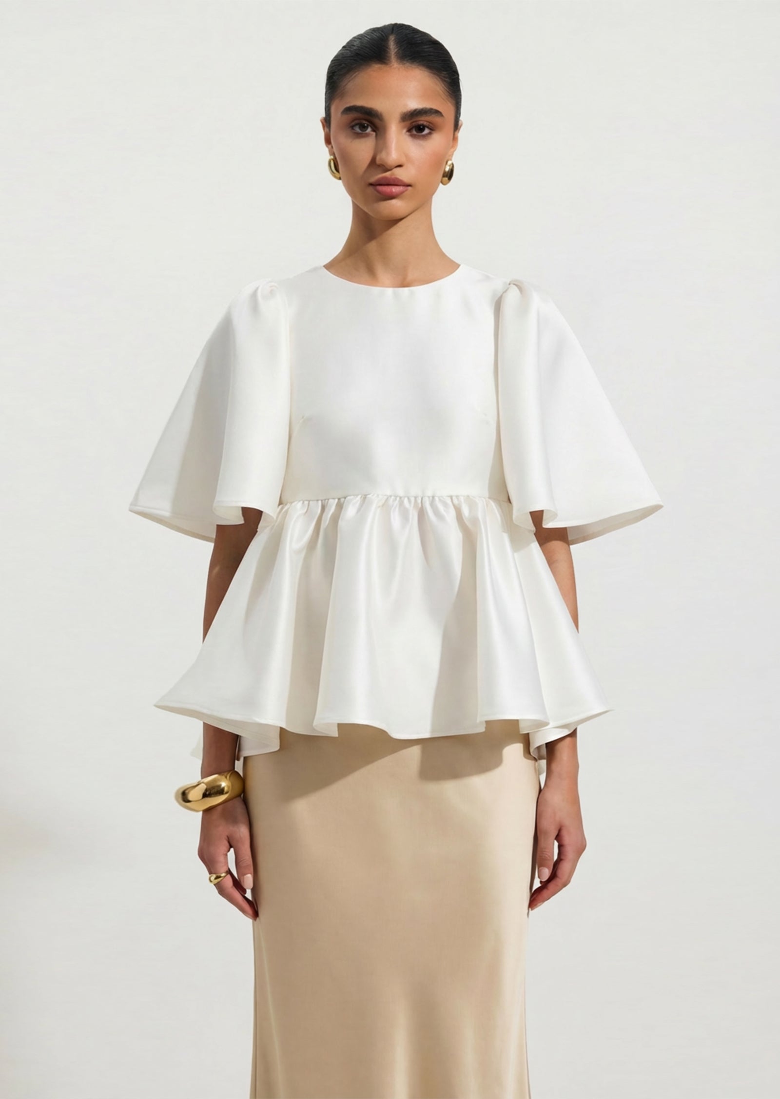 Midikleid in A-Linie mit Blumenmuster und Laternenärmeln