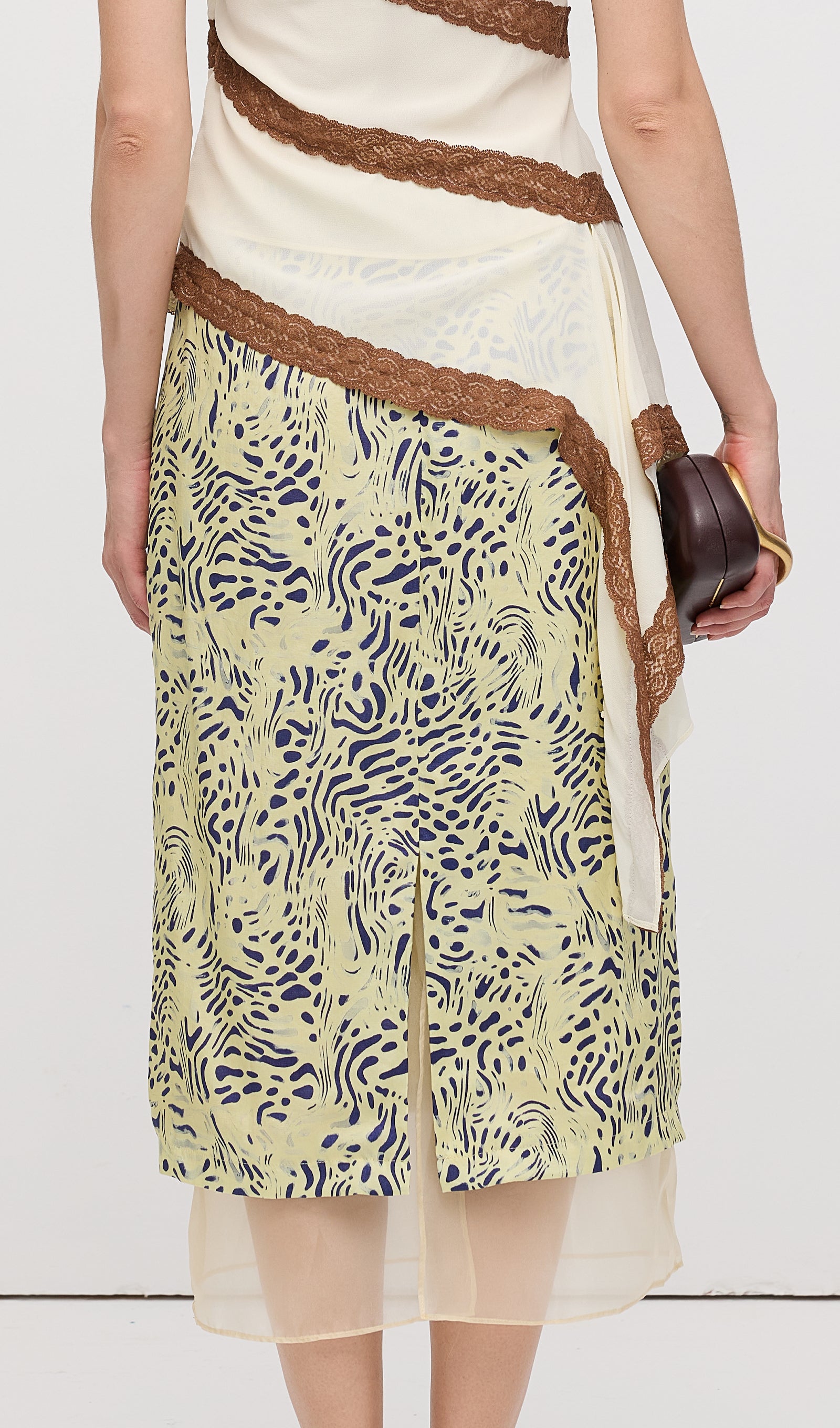 Midikleid in A-Linie mit Blumenmuster und Laternenärmeln