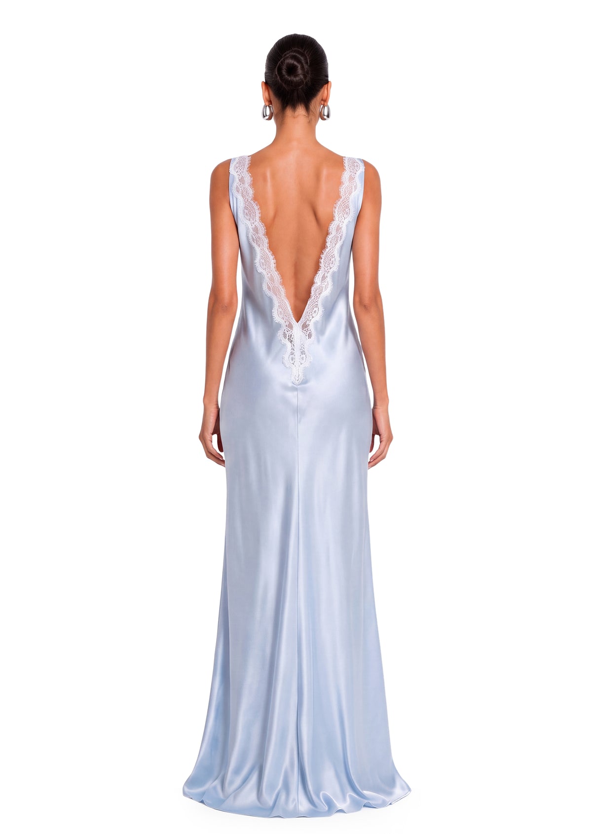 Sade Lace Satin Backless Maxi Dress