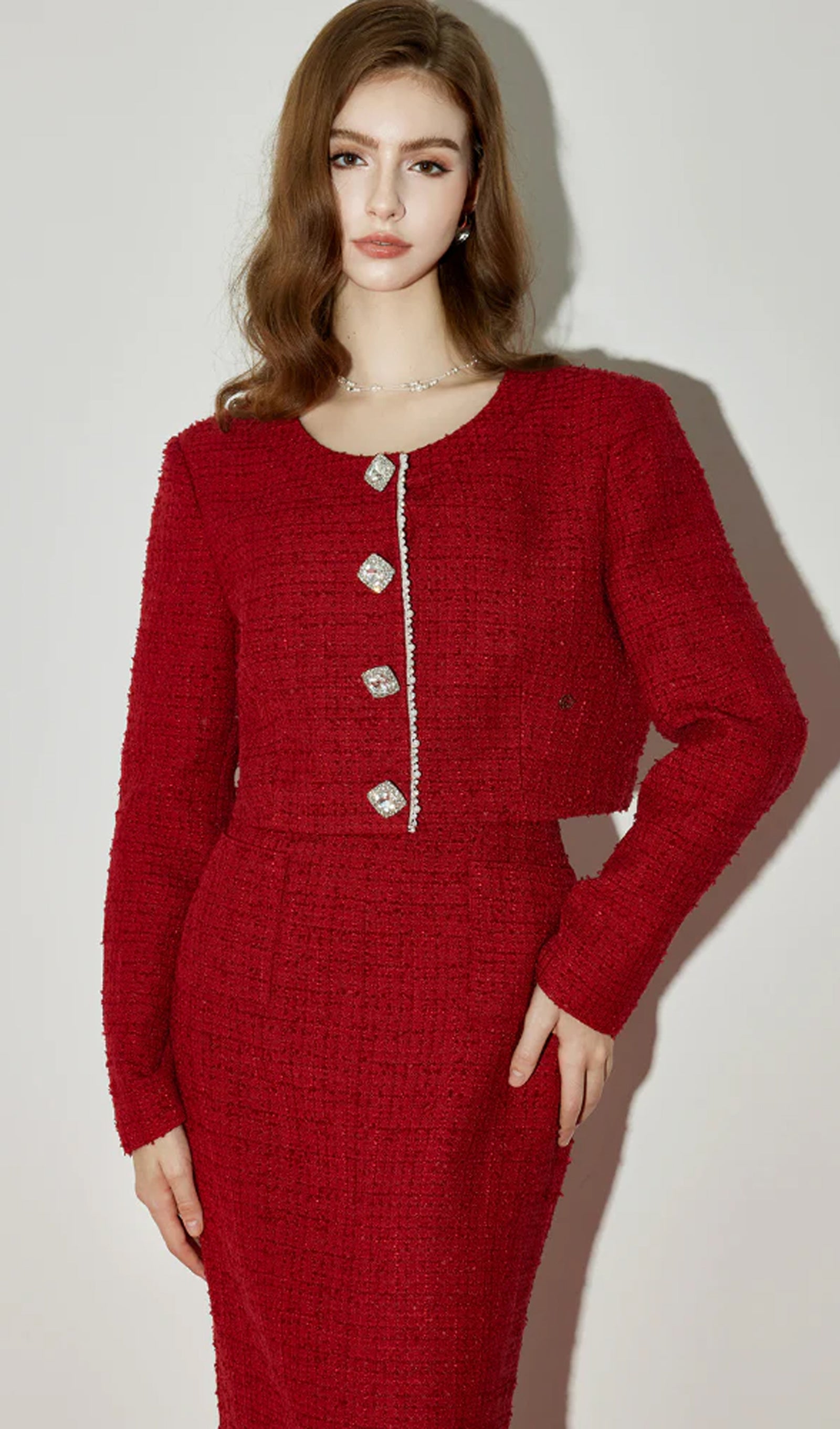 Midikleid in A-Linie mit Blumenmuster und Laternenärmeln