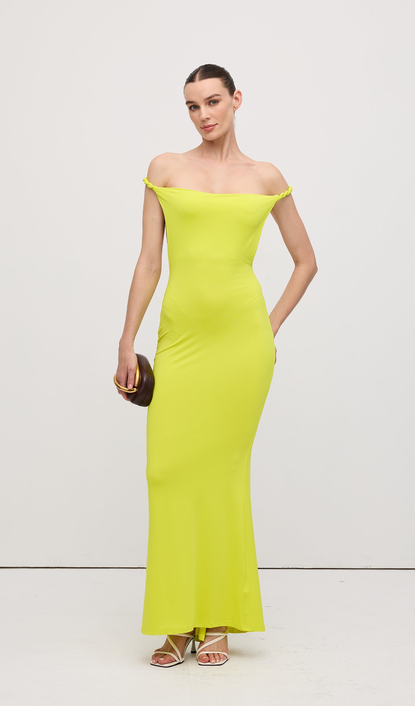 Open Back Pleated Fitted Maxi Dress