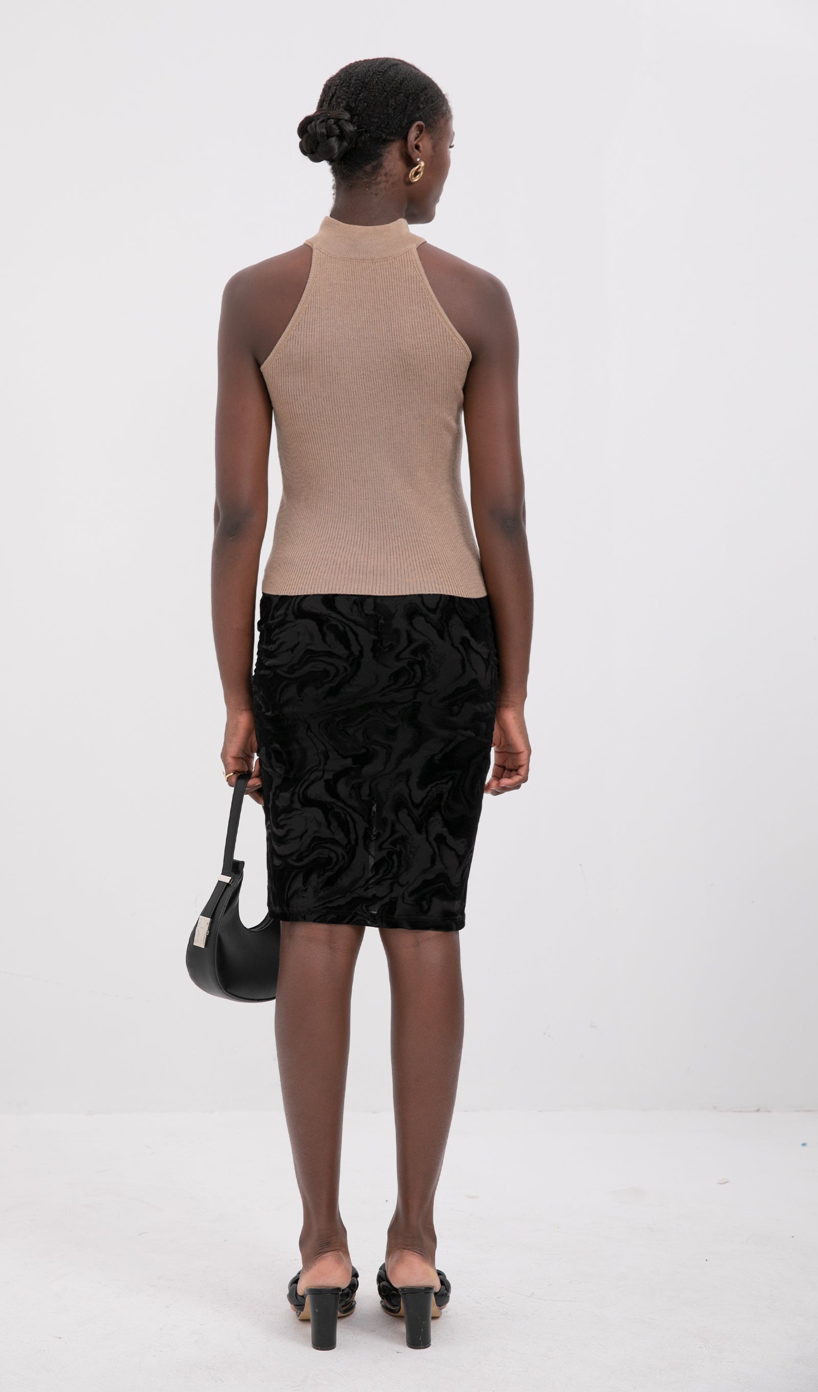Trendy Wool Halter Top-Coffee