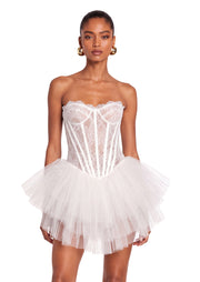 Yihana Strapless Lace Mini Dress