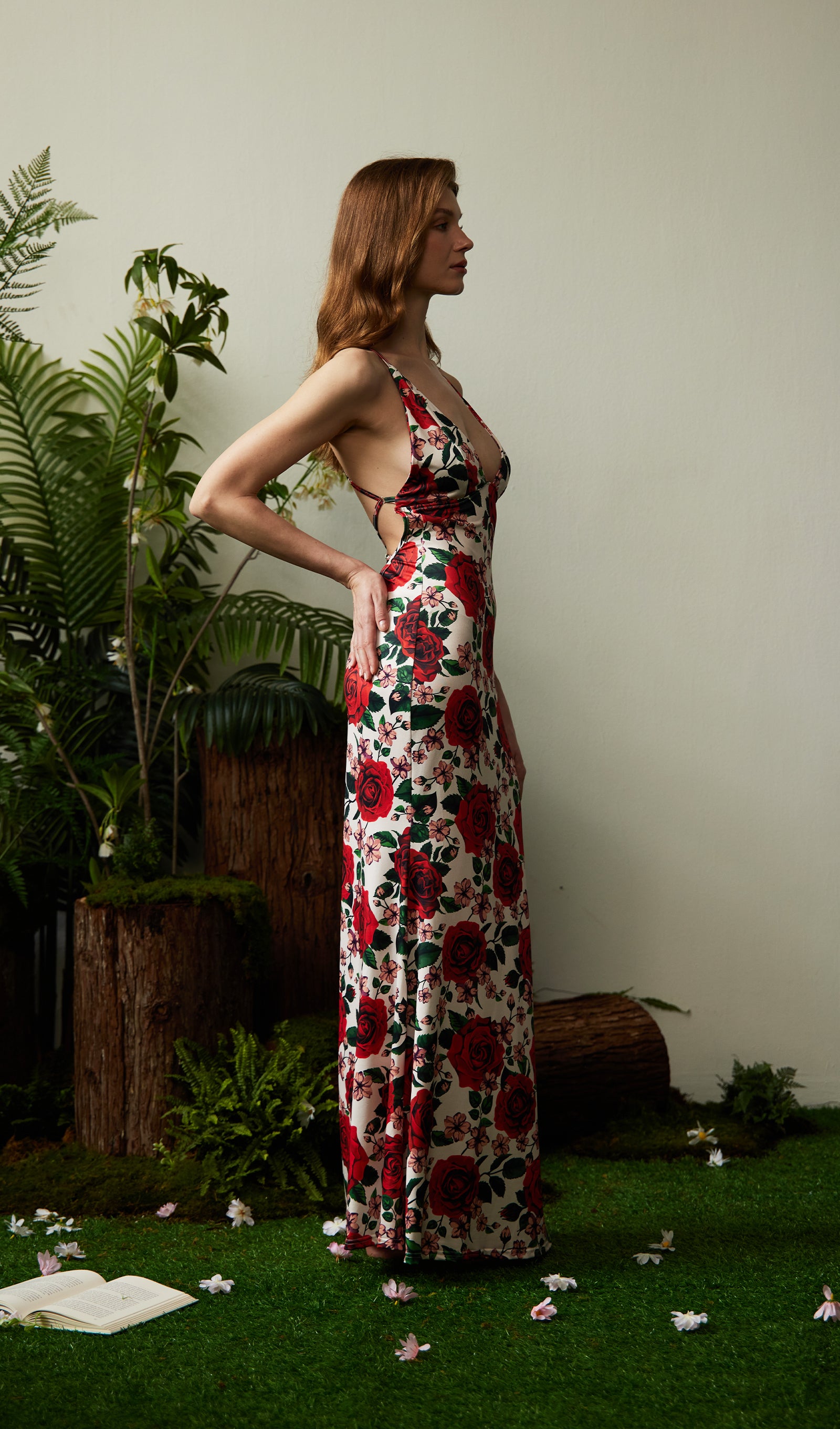 Floral Backless Bodycon Maxi Dress