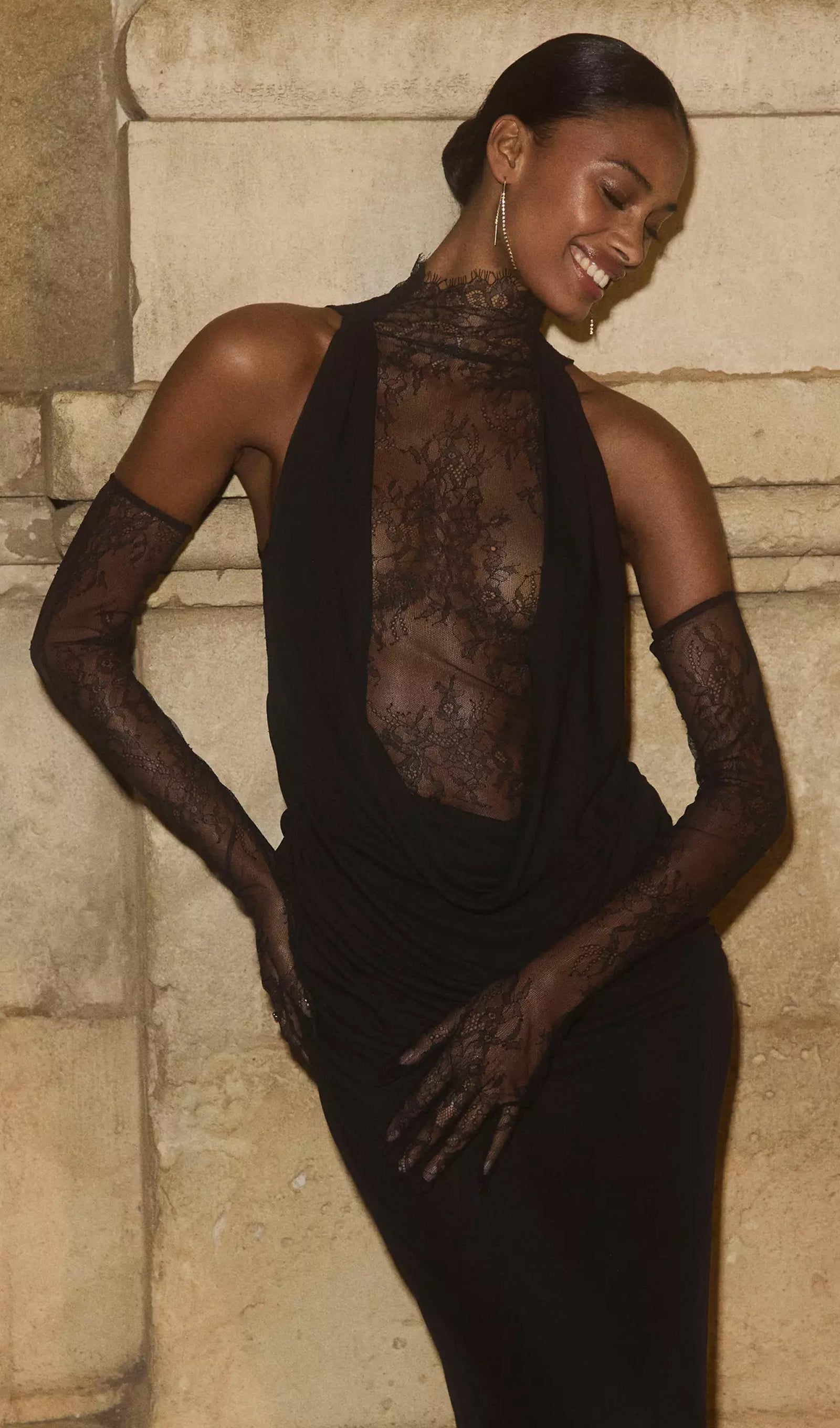 فستان ماكسي أنيق بدون أكتاف - أزرق فاتح 