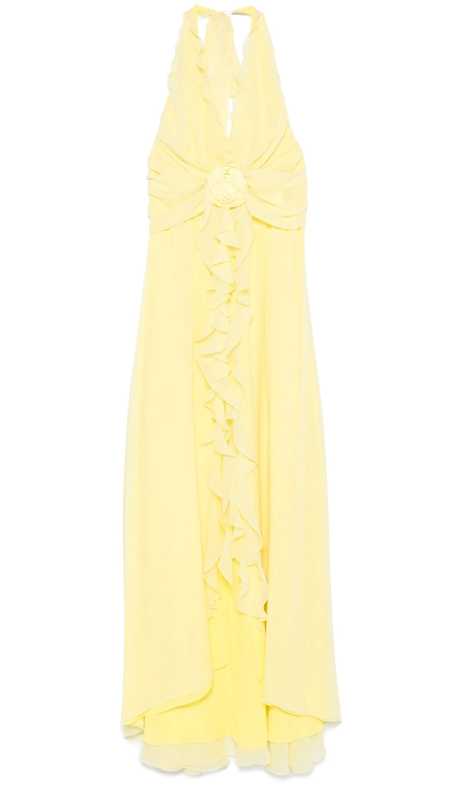 Midikleid in A-Linie mit Blumenmuster und Laternenärmeln