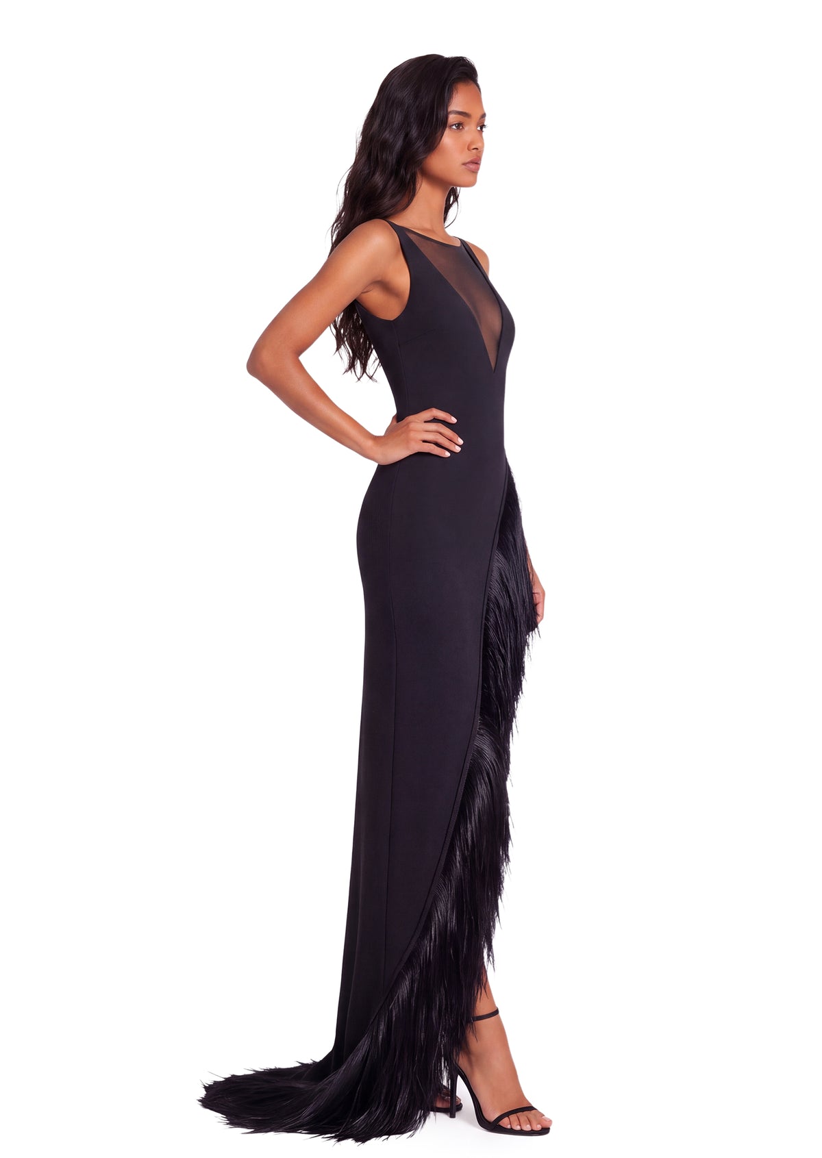 Ebba Sleeveless Tassel Maxi Dress In Black