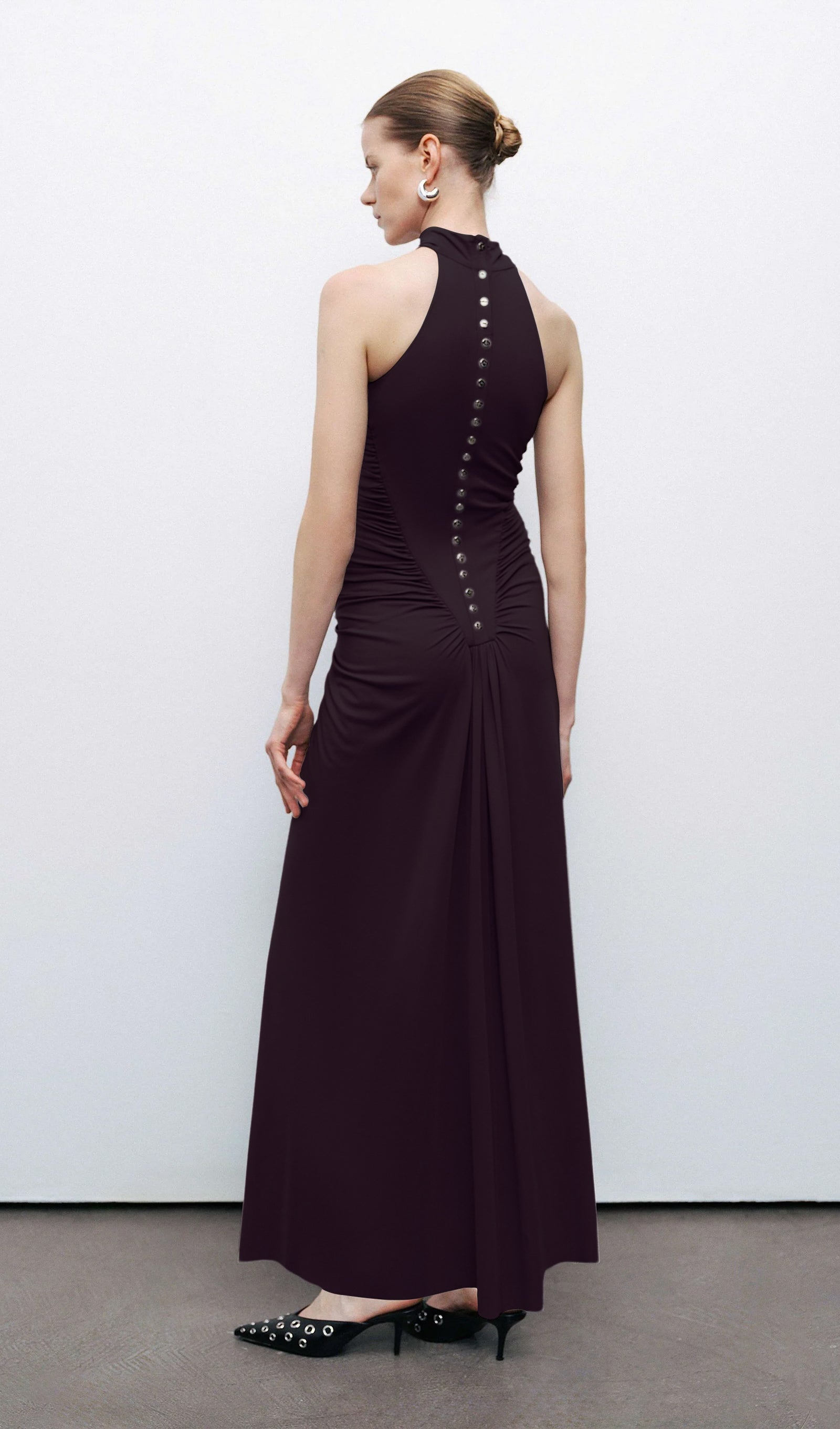 Midikleid in A-Linie mit Blumenmuster und Laternenärmeln