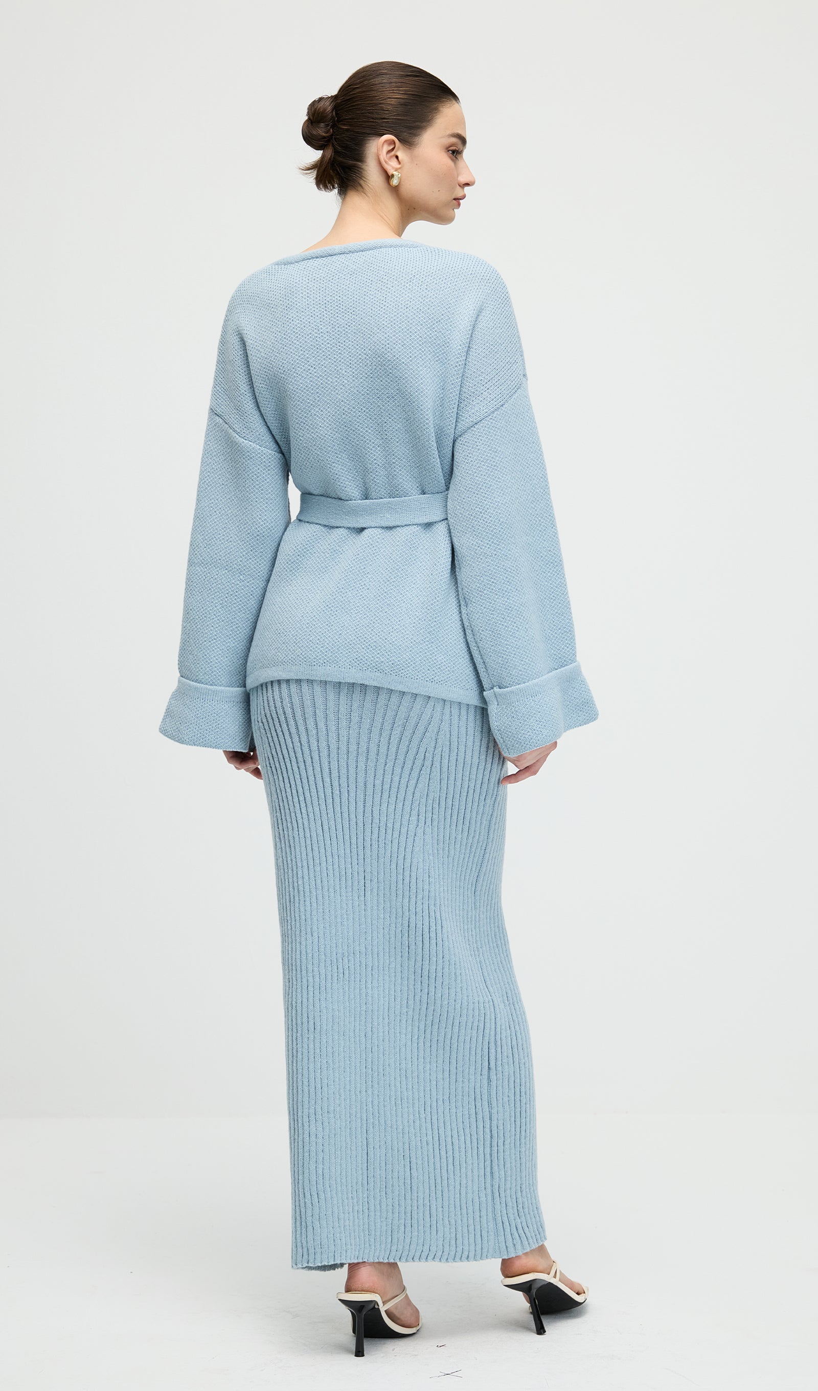 Midikleid in A-Linie mit Blumenmuster und Laternenärmeln