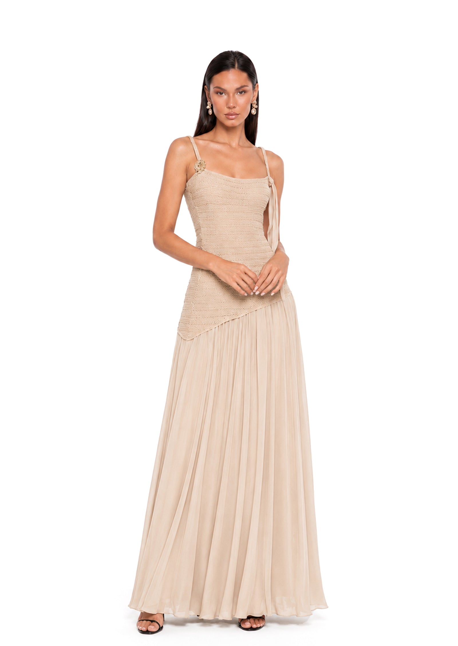Midikleid in A-Linie mit Blumenmuster und Laternenärmeln