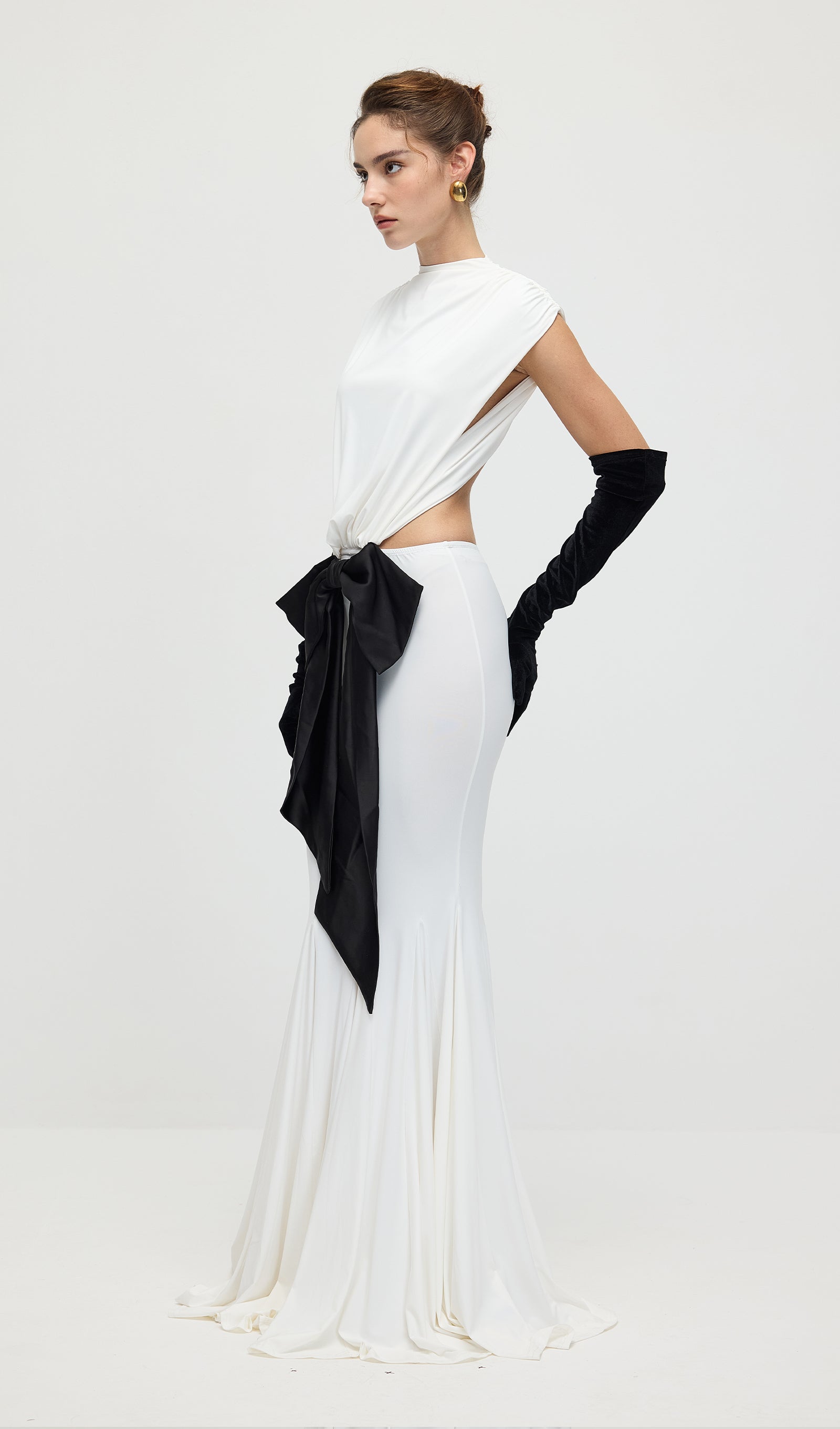 Midikleid in A-Linie mit Blumenmuster und Laternenärmeln