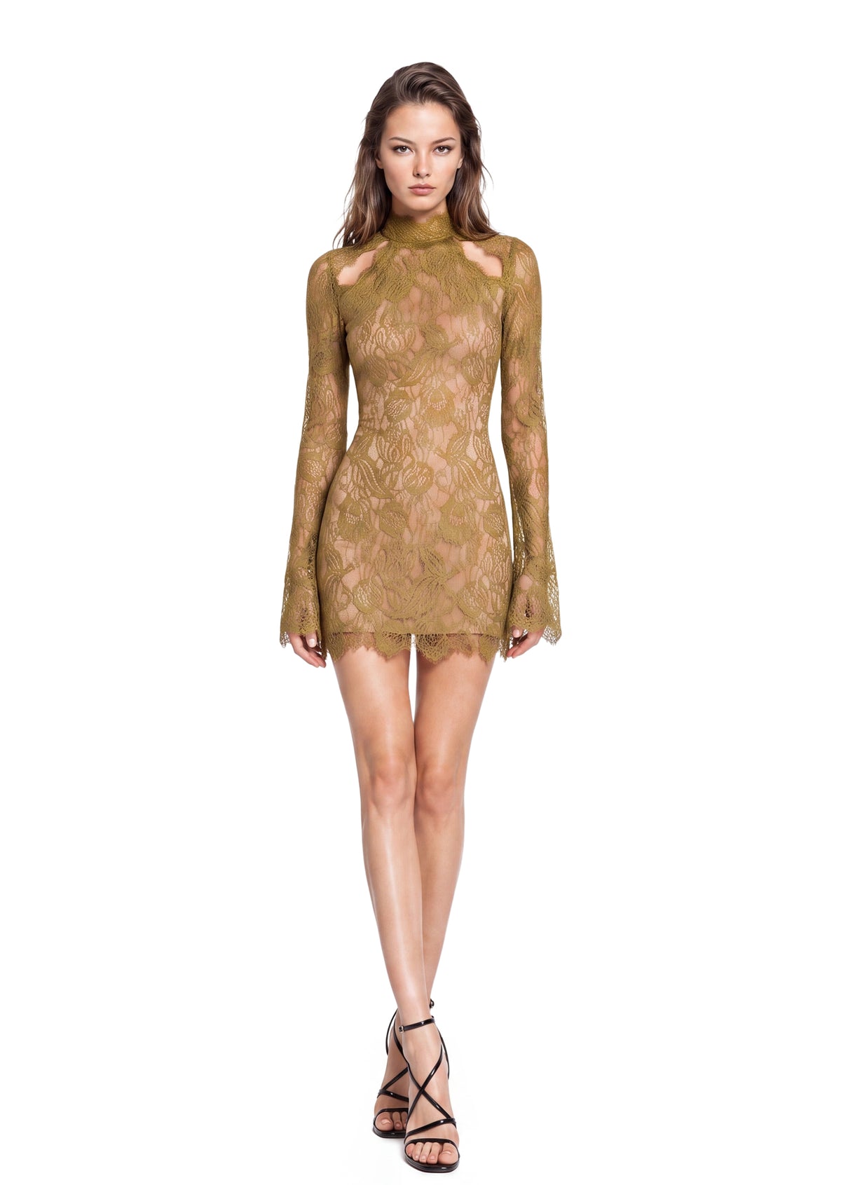 Kahua Lace long Sleeved Mini Dress