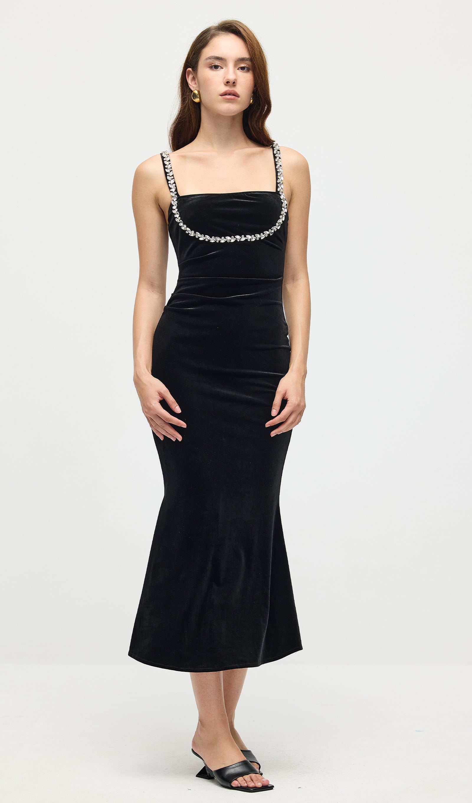 Midikleid in A-Linie mit Blumenmuster und Laternenärmeln