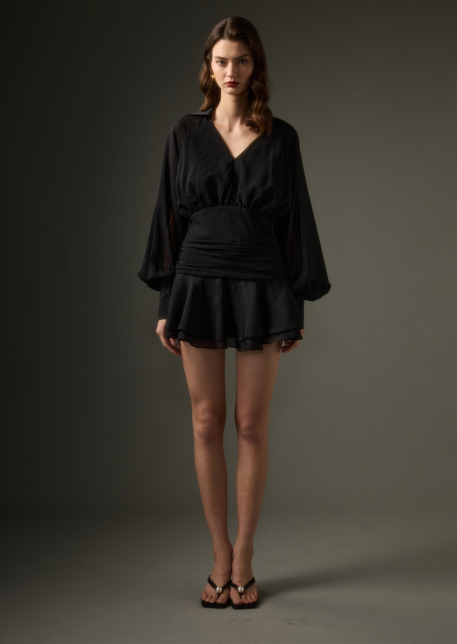 Black Lantern Sleeve Mini Dress (Final Sale-US Only)
