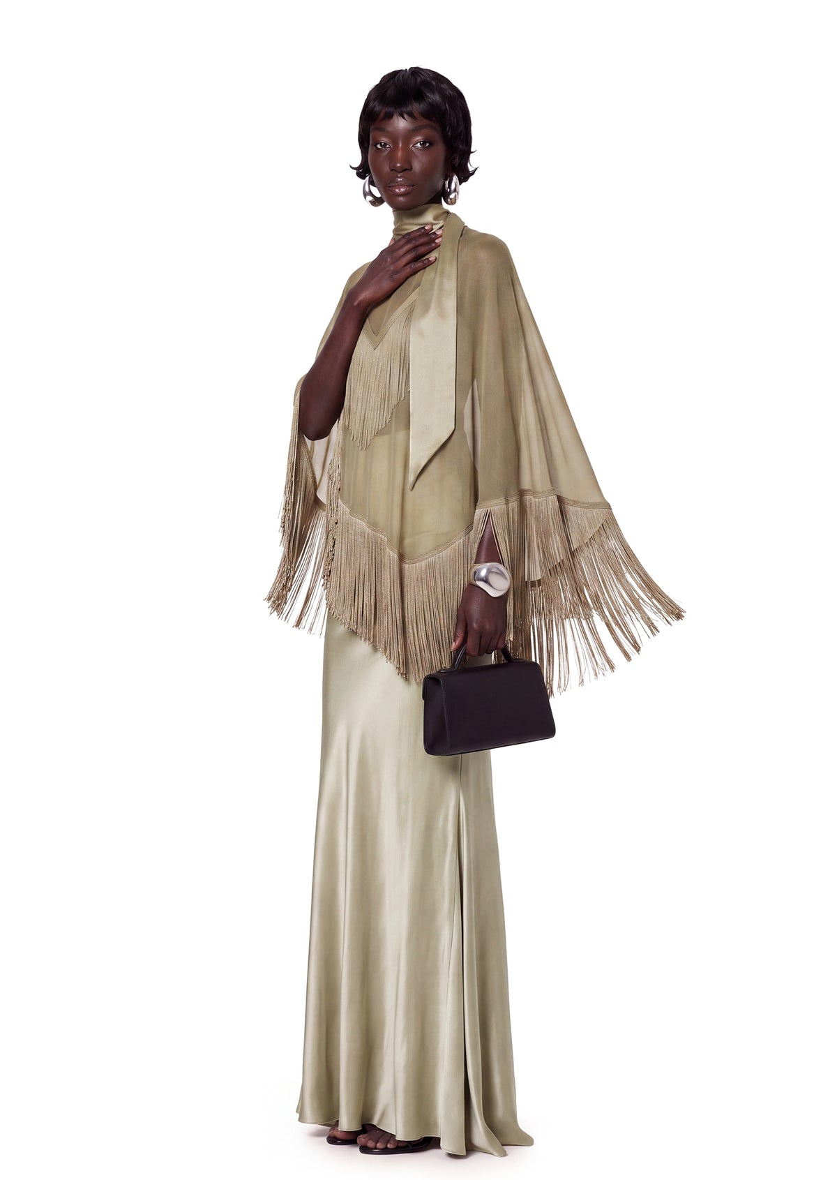 Zahara Tassel Satin Maxi Dress
