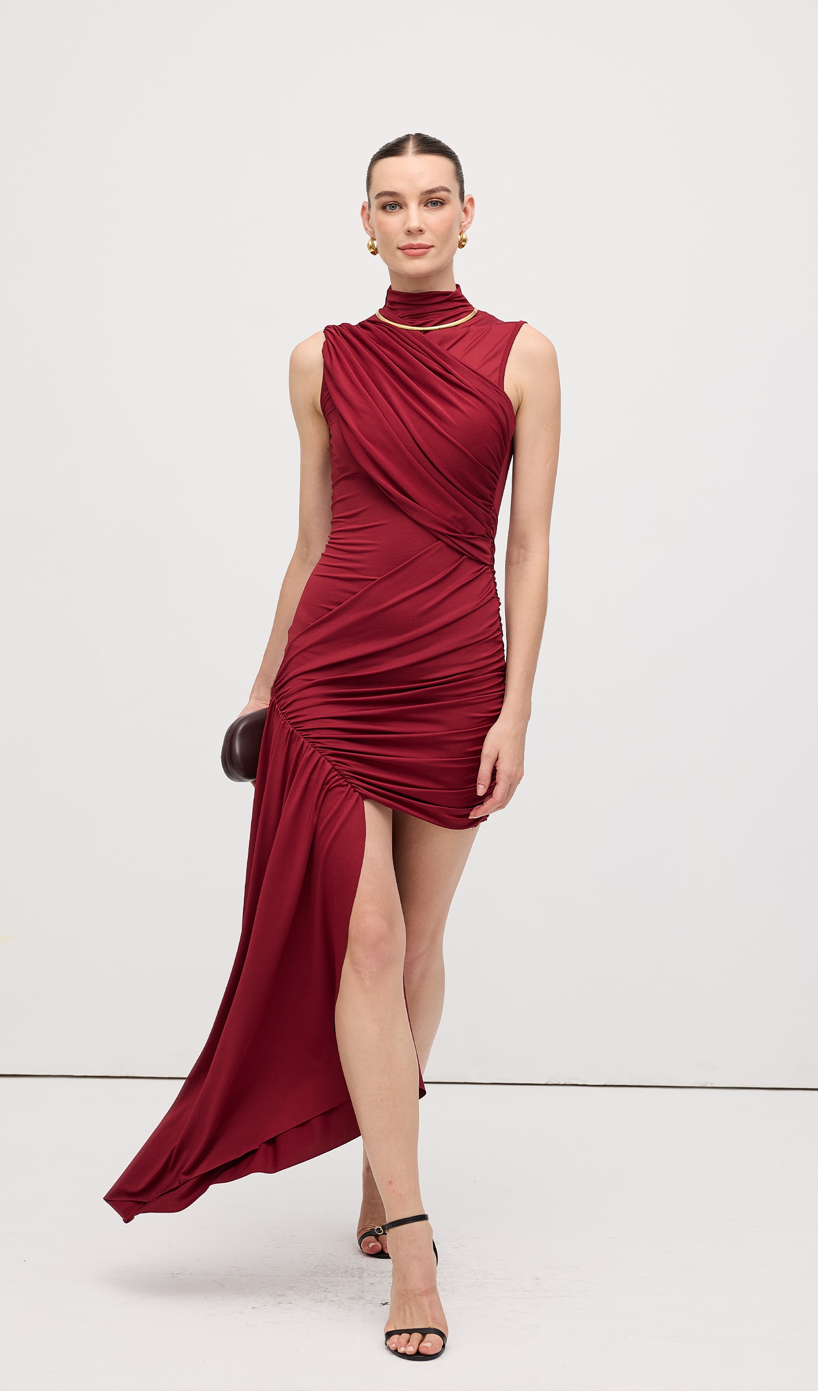 Midikleid in A-Linie mit Blumenmuster und Laternenärmeln