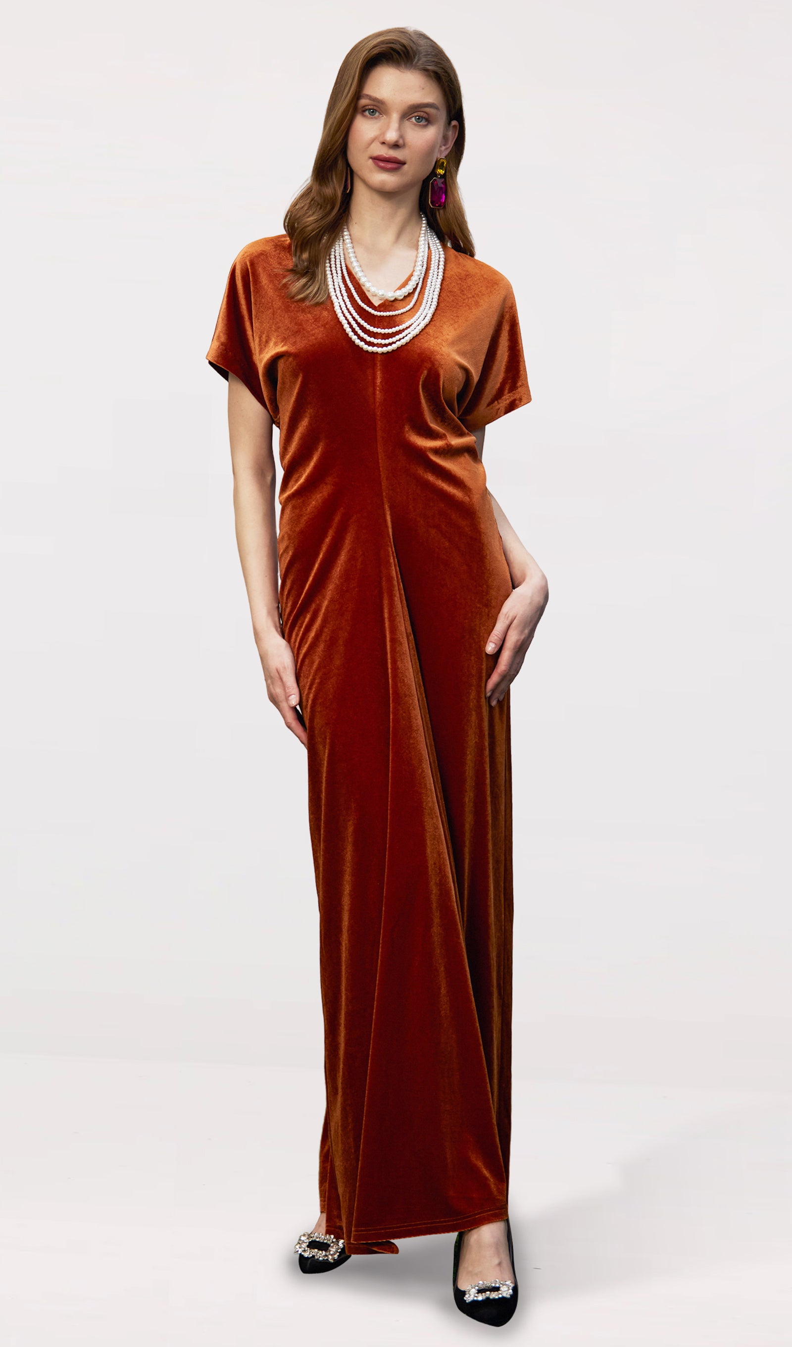 Midikleid in A-Linie mit Blumenmuster und Laternenärmeln