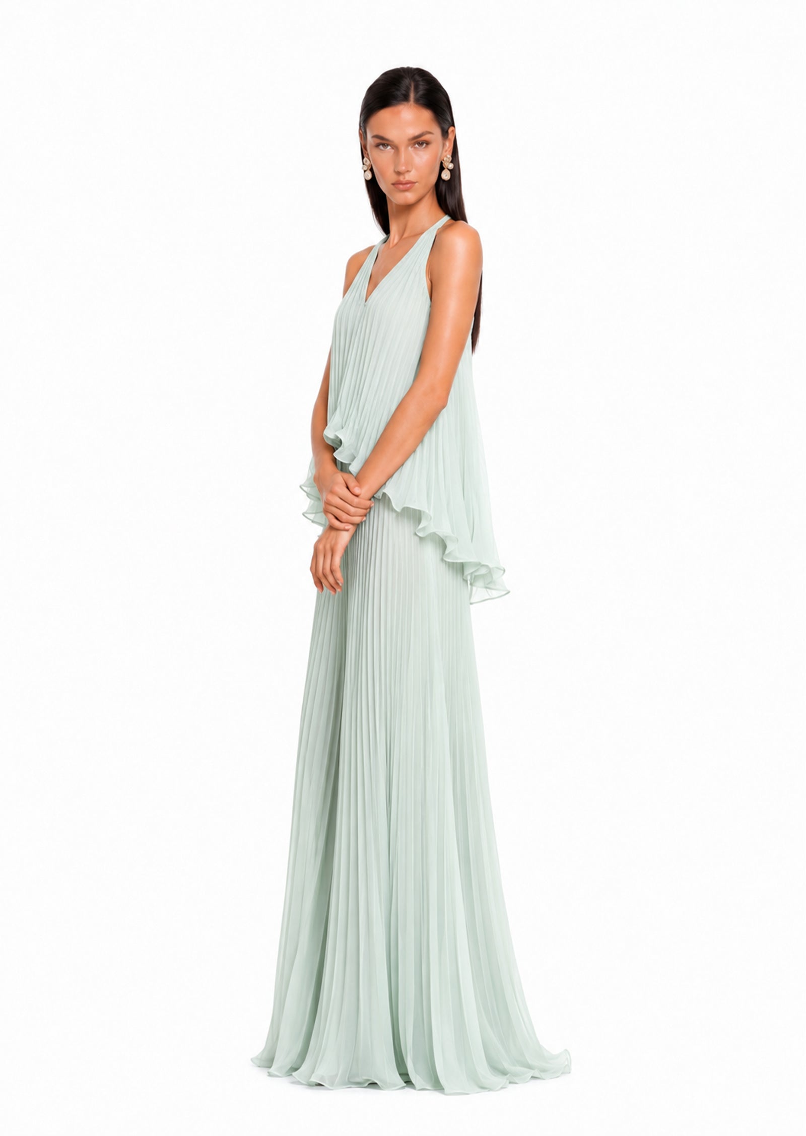 Midikleid in A-Linie mit Blumenmuster und Laternenärmeln