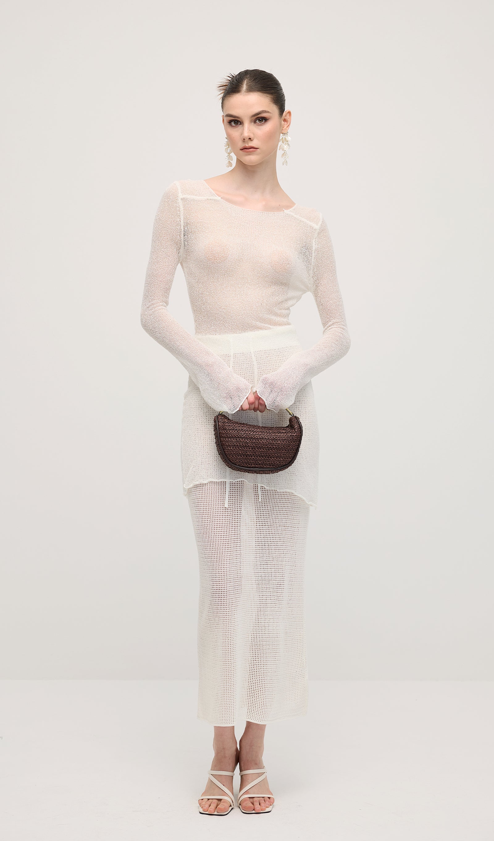 Knit Cover Up Backless Mini Dress In White