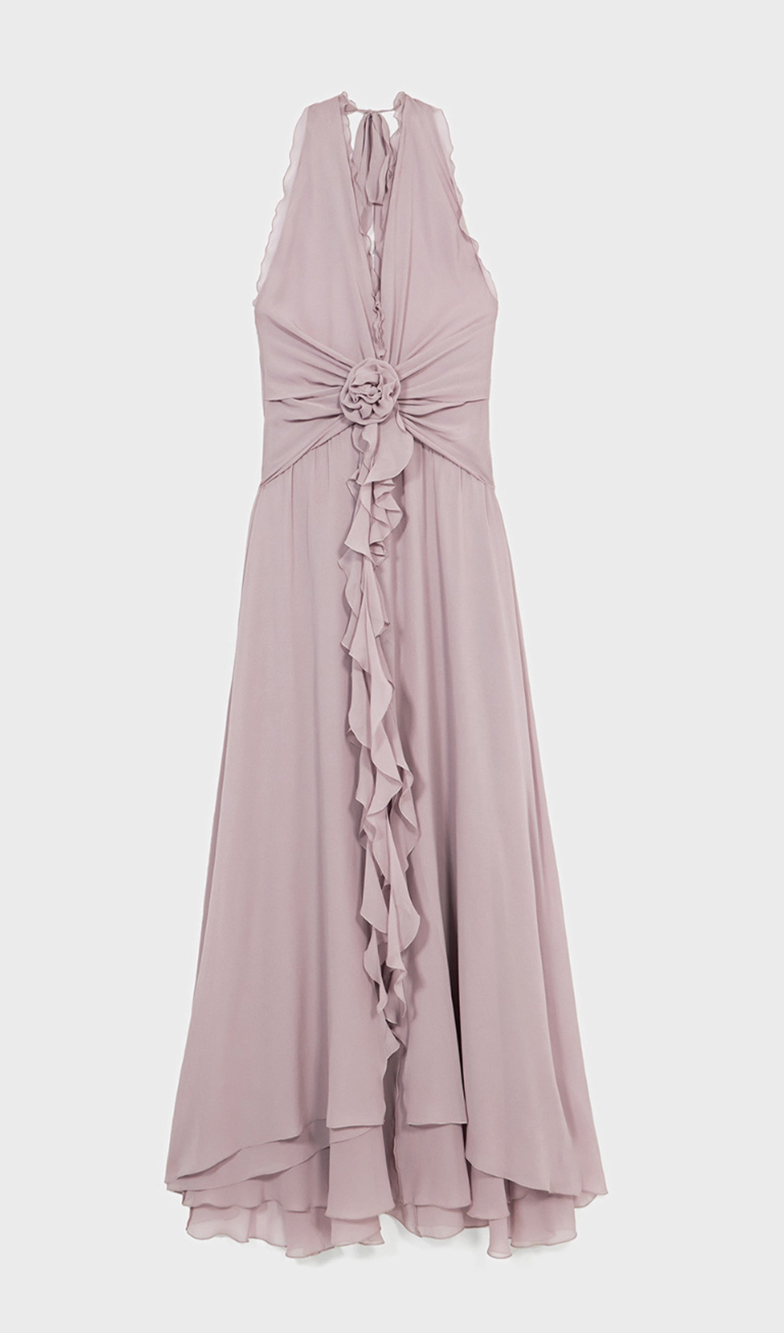 Midikleid in A-Linie mit Blumenmuster und Laternenärmeln