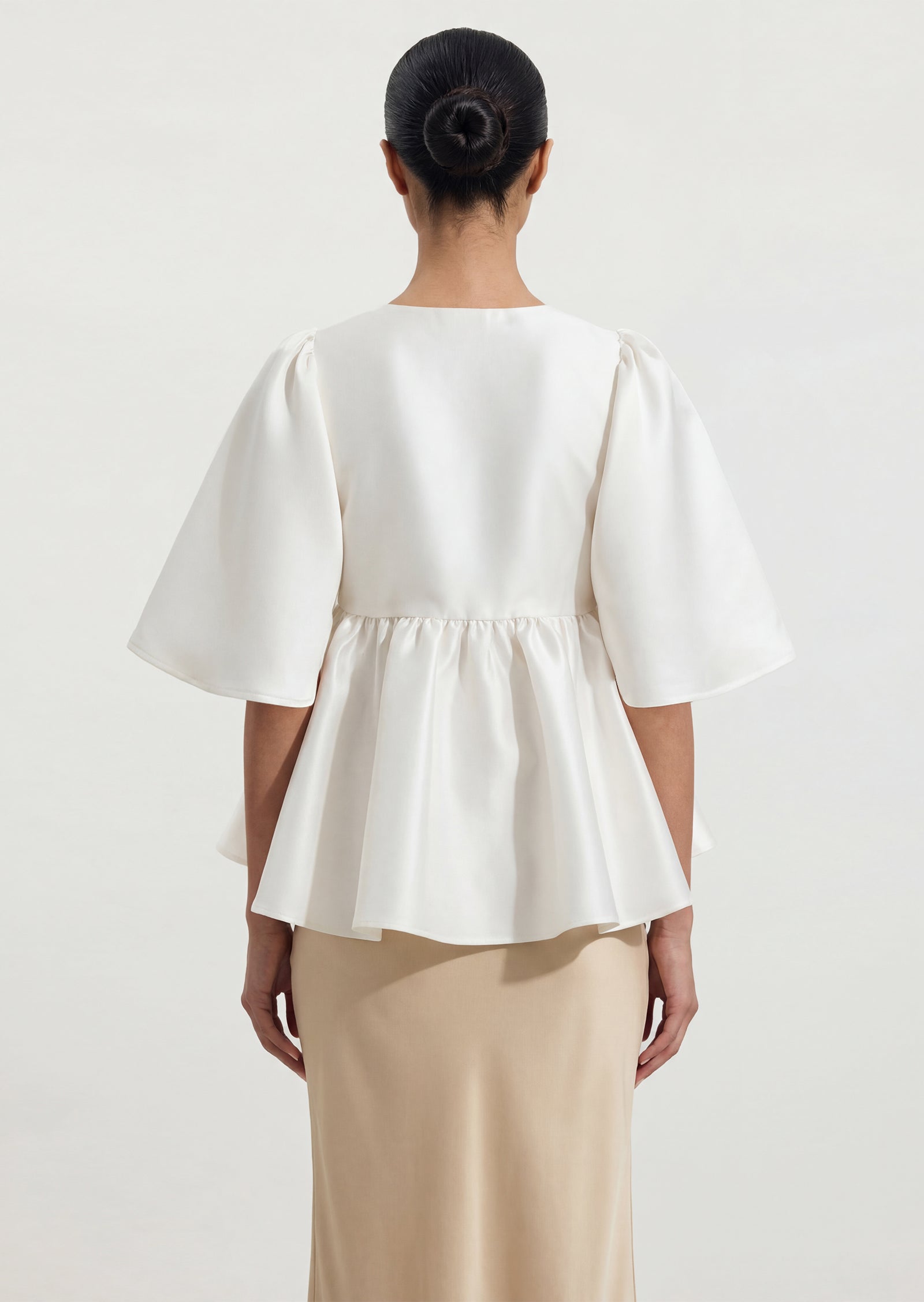 Midikleid in A-Linie mit Blumenmuster und Laternenärmeln