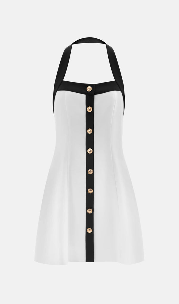 Strappy With Large Buttons Mini Dress