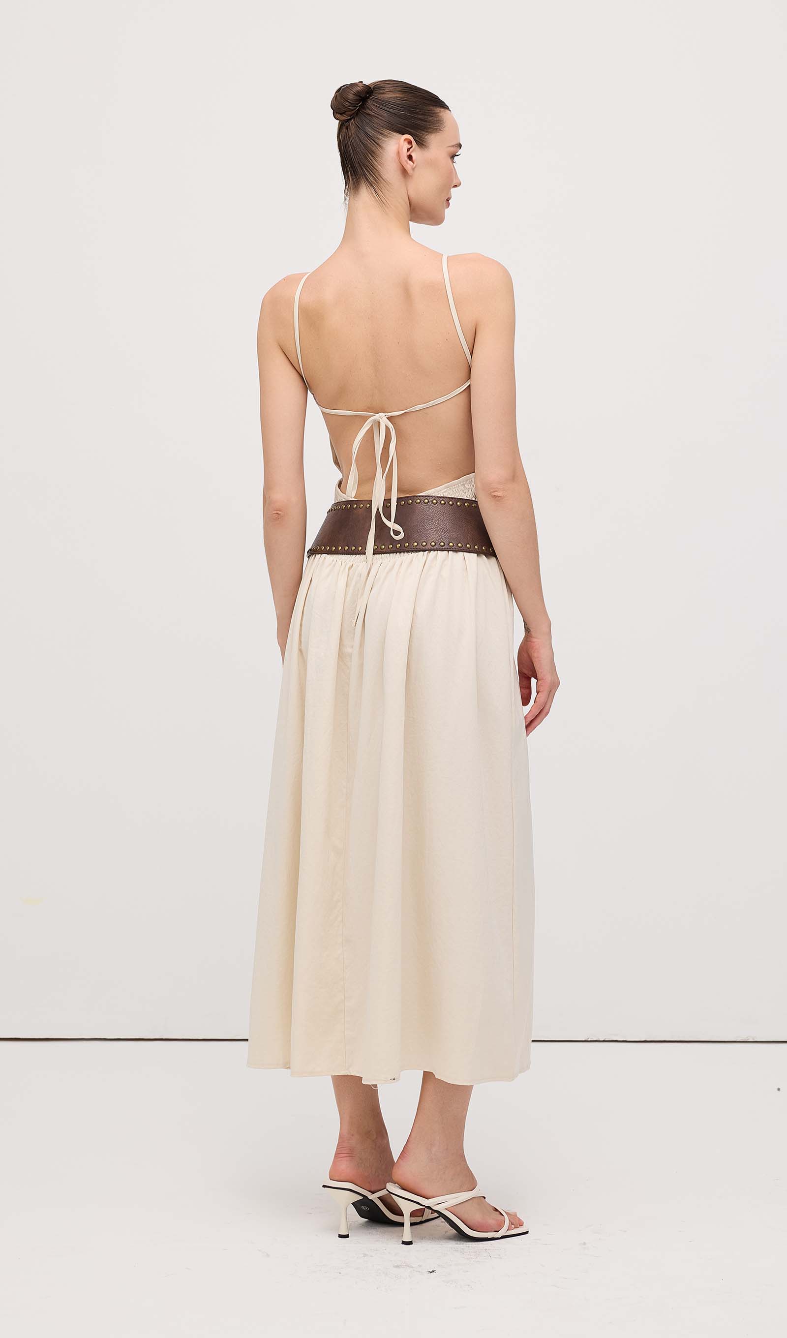 Midikleid in A-Linie mit Blumenmuster und Laternenärmeln
