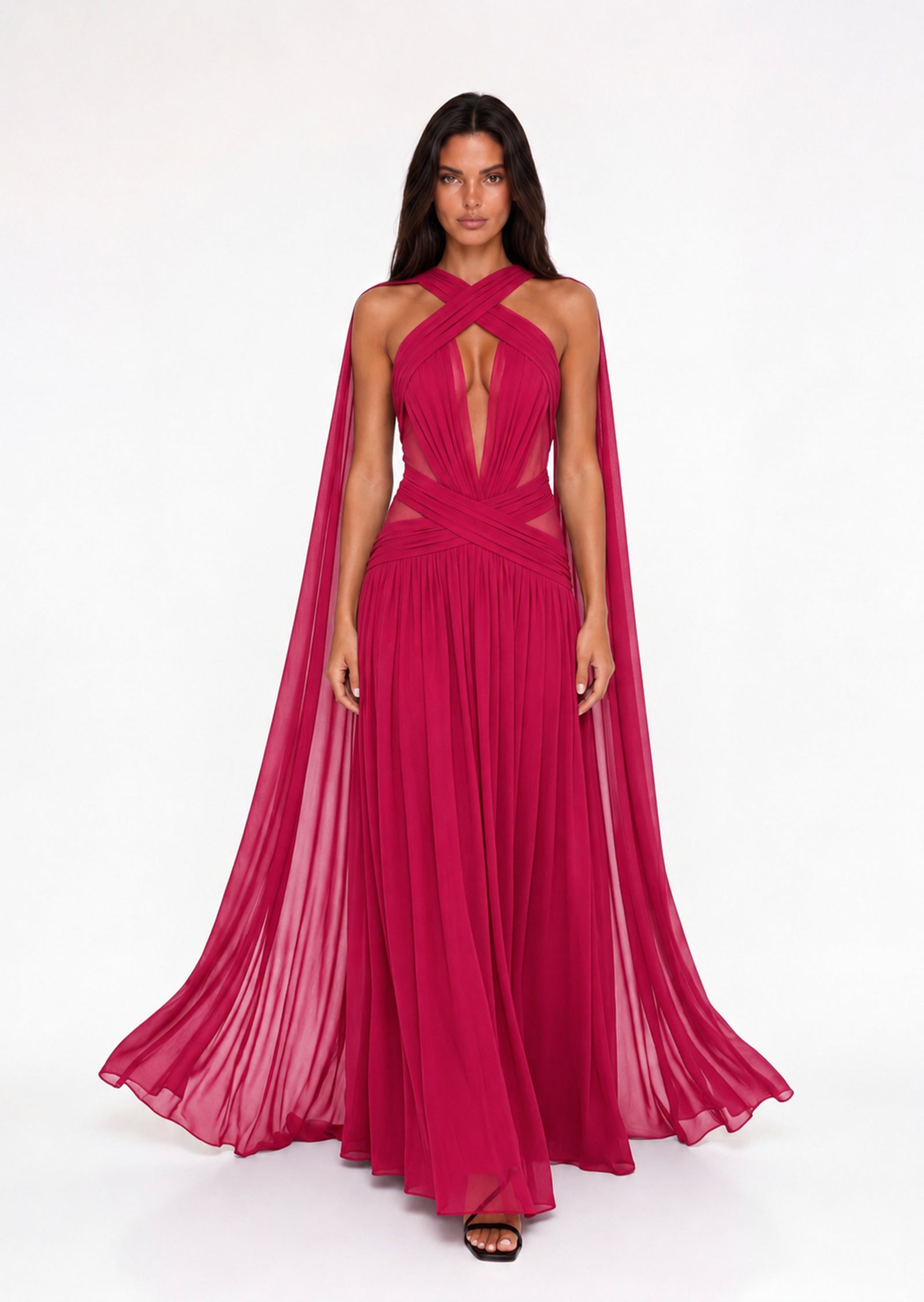 Aase Open Back Ribbon Maxi Dress In Red