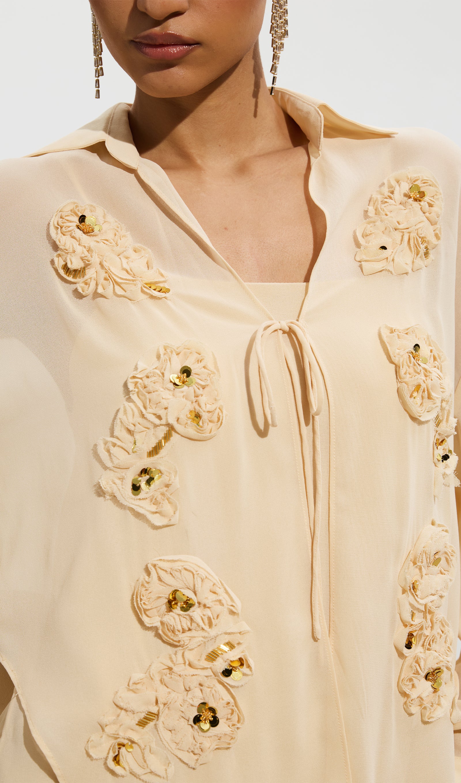 Midikleid in A-Linie mit Blumenmuster und Laternenärmeln