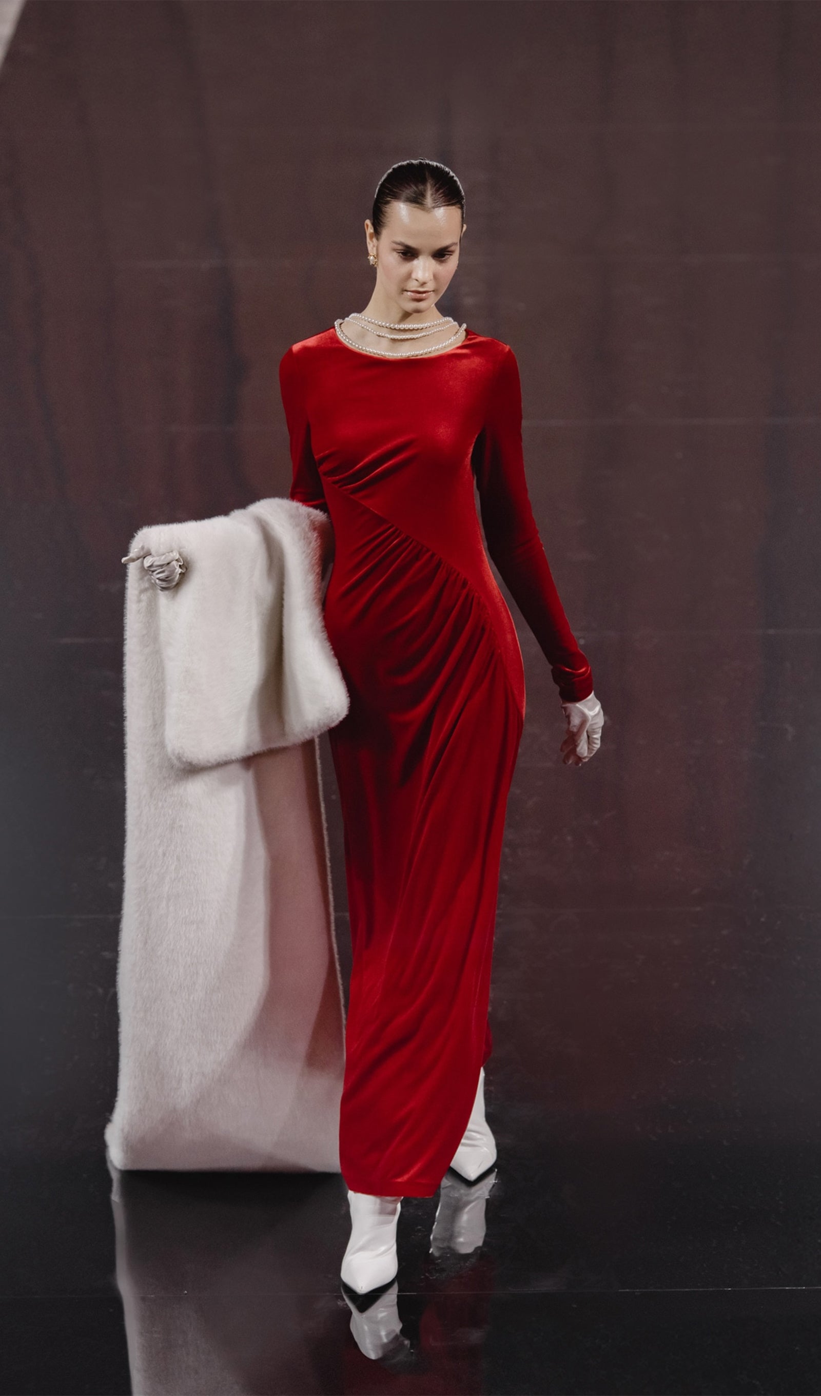 Midikleid in A-Linie mit Blumenmuster und Laternenärmeln