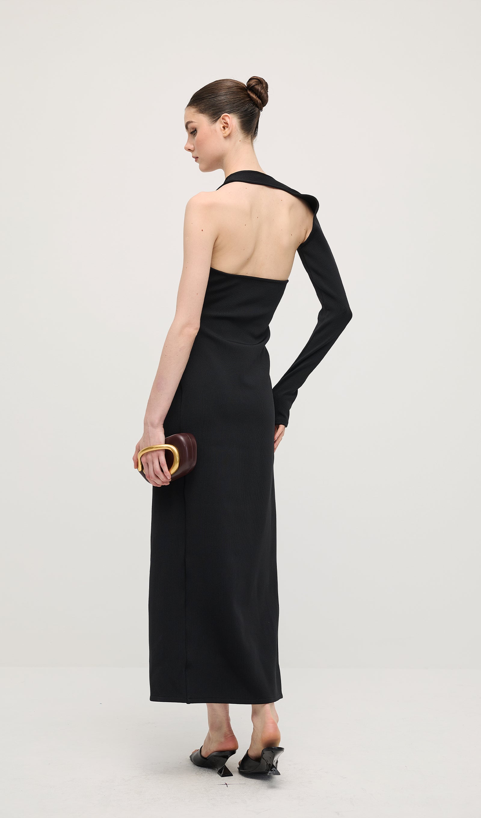 Midikleid in A-Linie mit Blumenmuster und Laternenärmeln