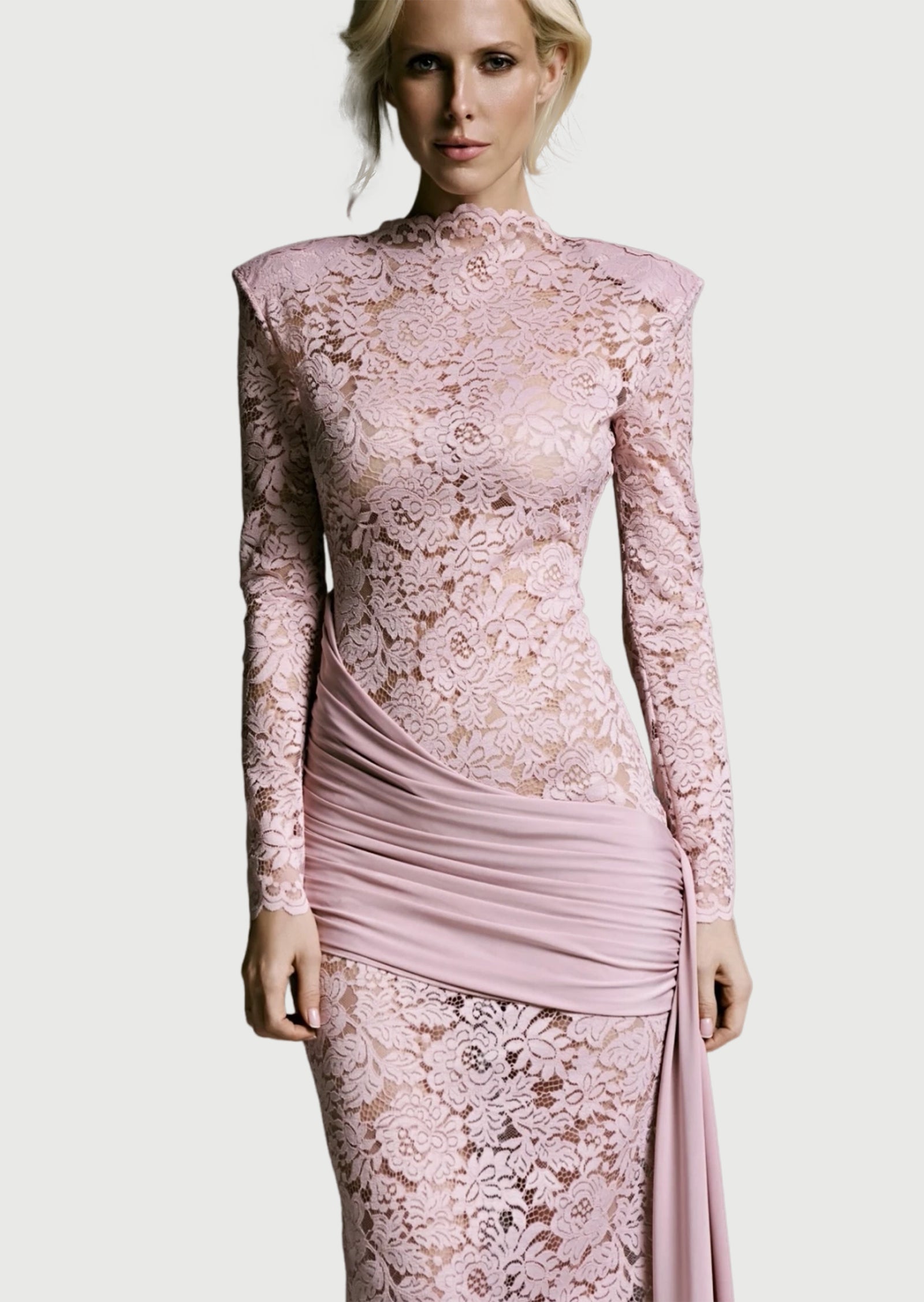 Midikleid in A-Linie mit Blumenmuster und Laternenärmeln