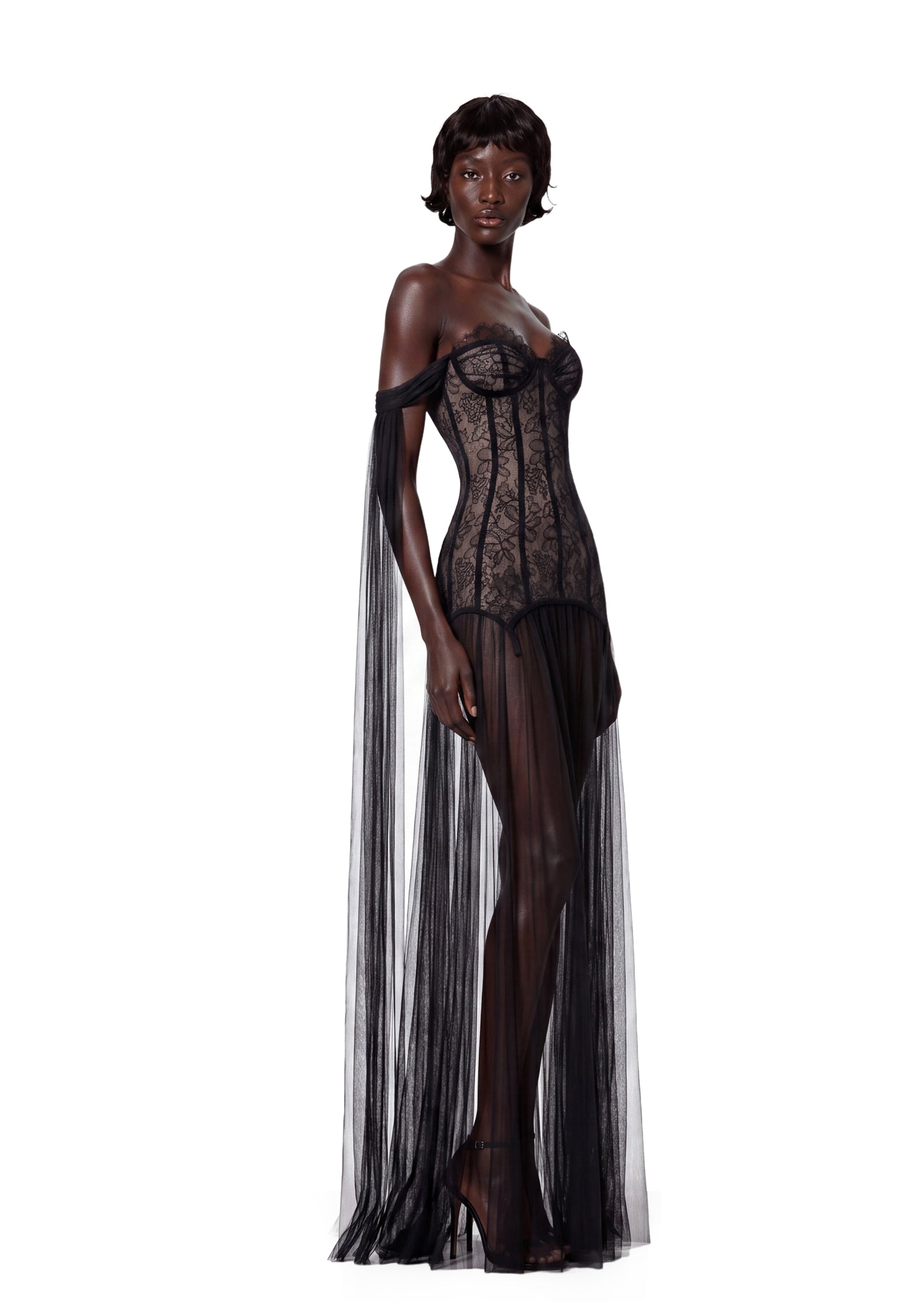 Lace And Silk Tulle Corset Gown
