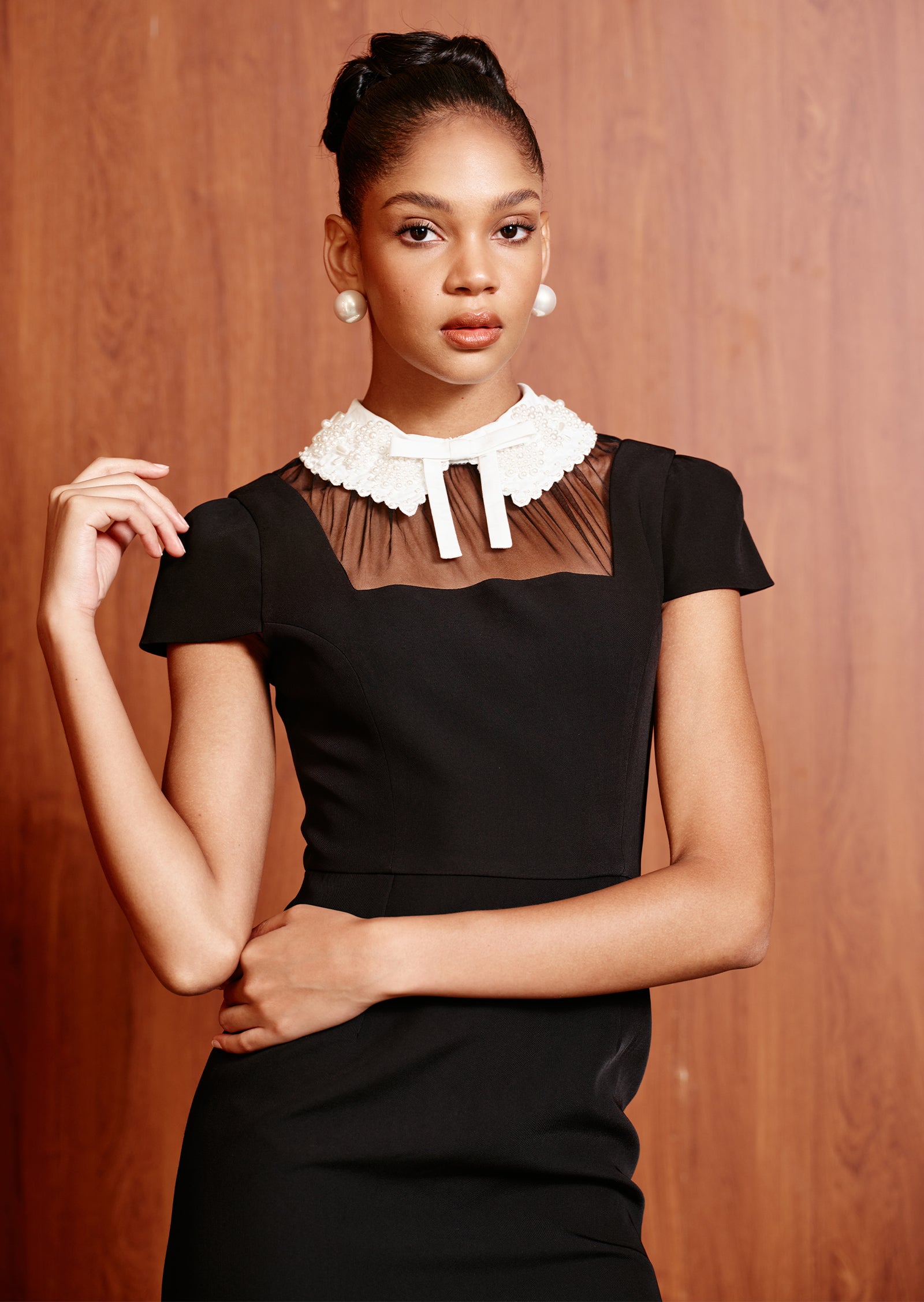 Midikleid in A-Linie mit Blumenmuster und Laternenärmeln