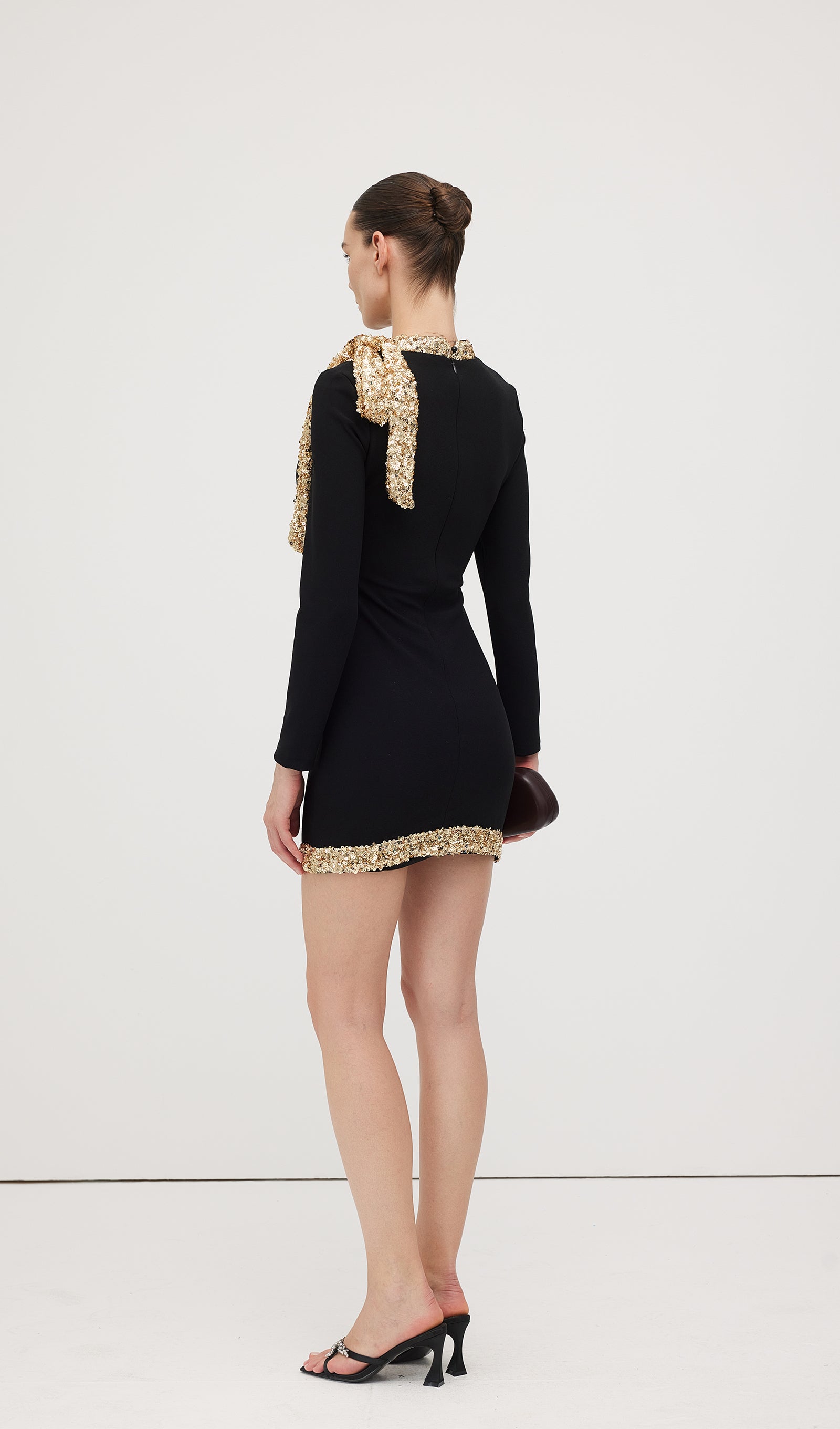 Midikleid in A-Linie mit Blumenmuster und Laternenärmeln