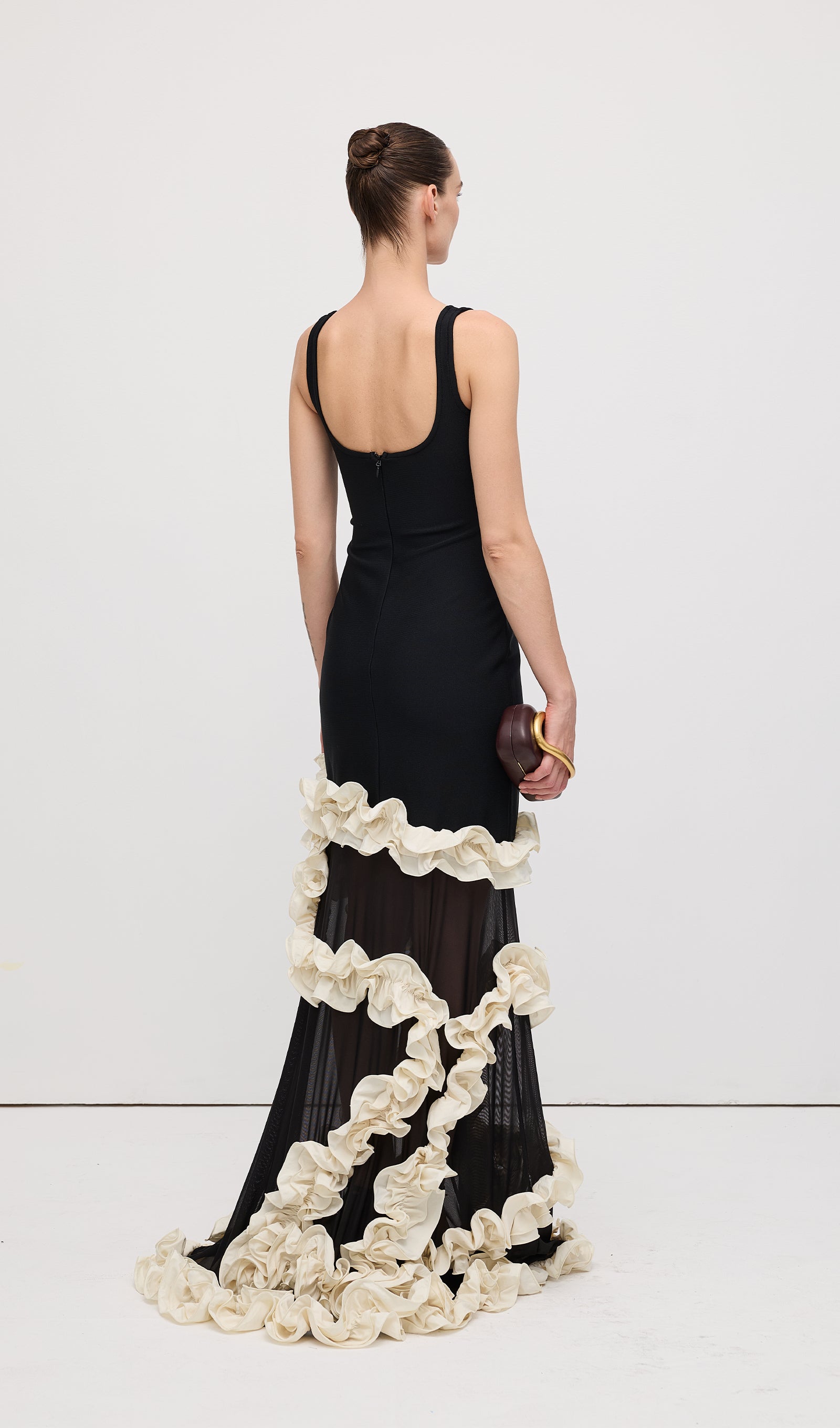 Midikleid in A-Linie mit Blumenmuster und Laternenärmeln