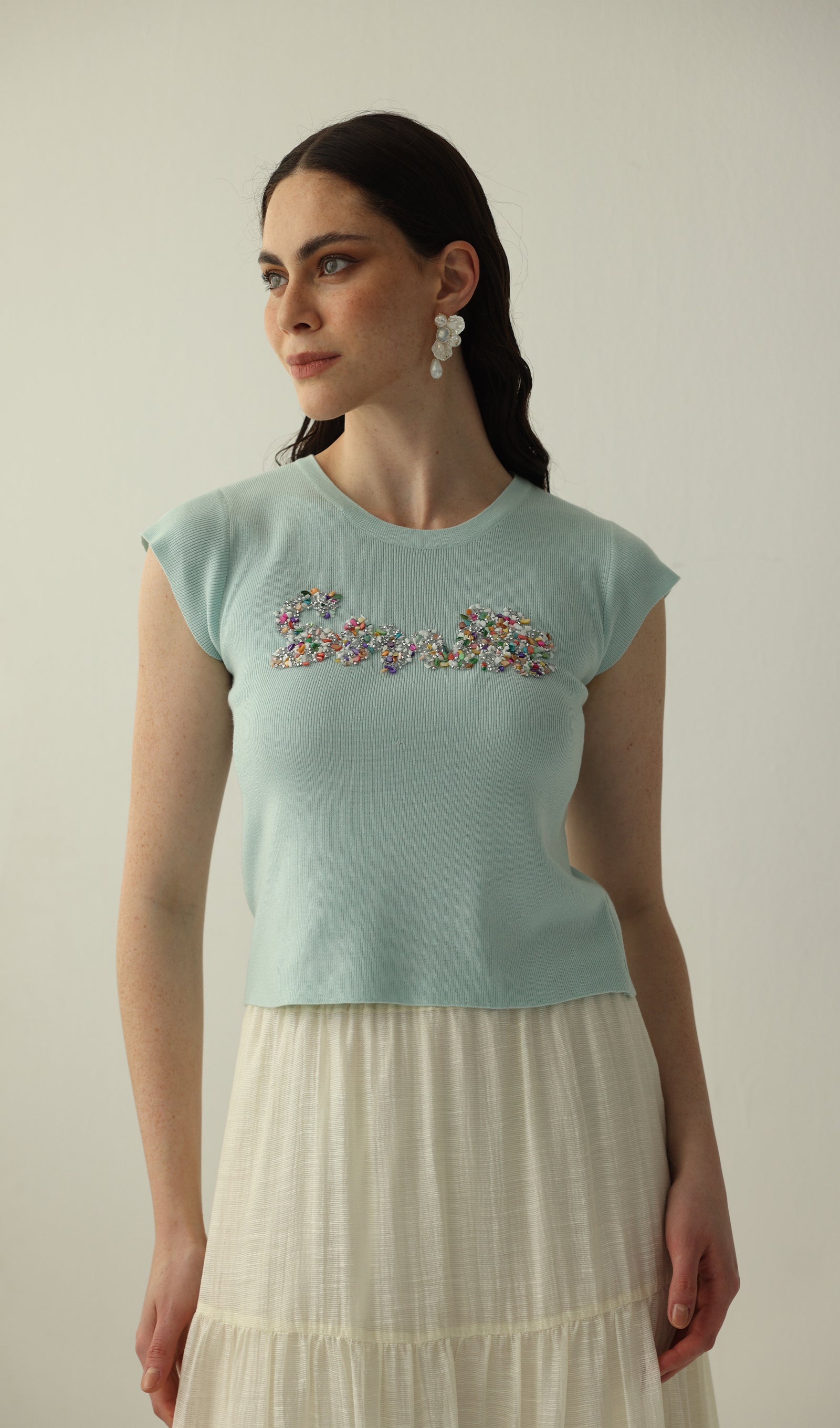Lettering Knitted Top