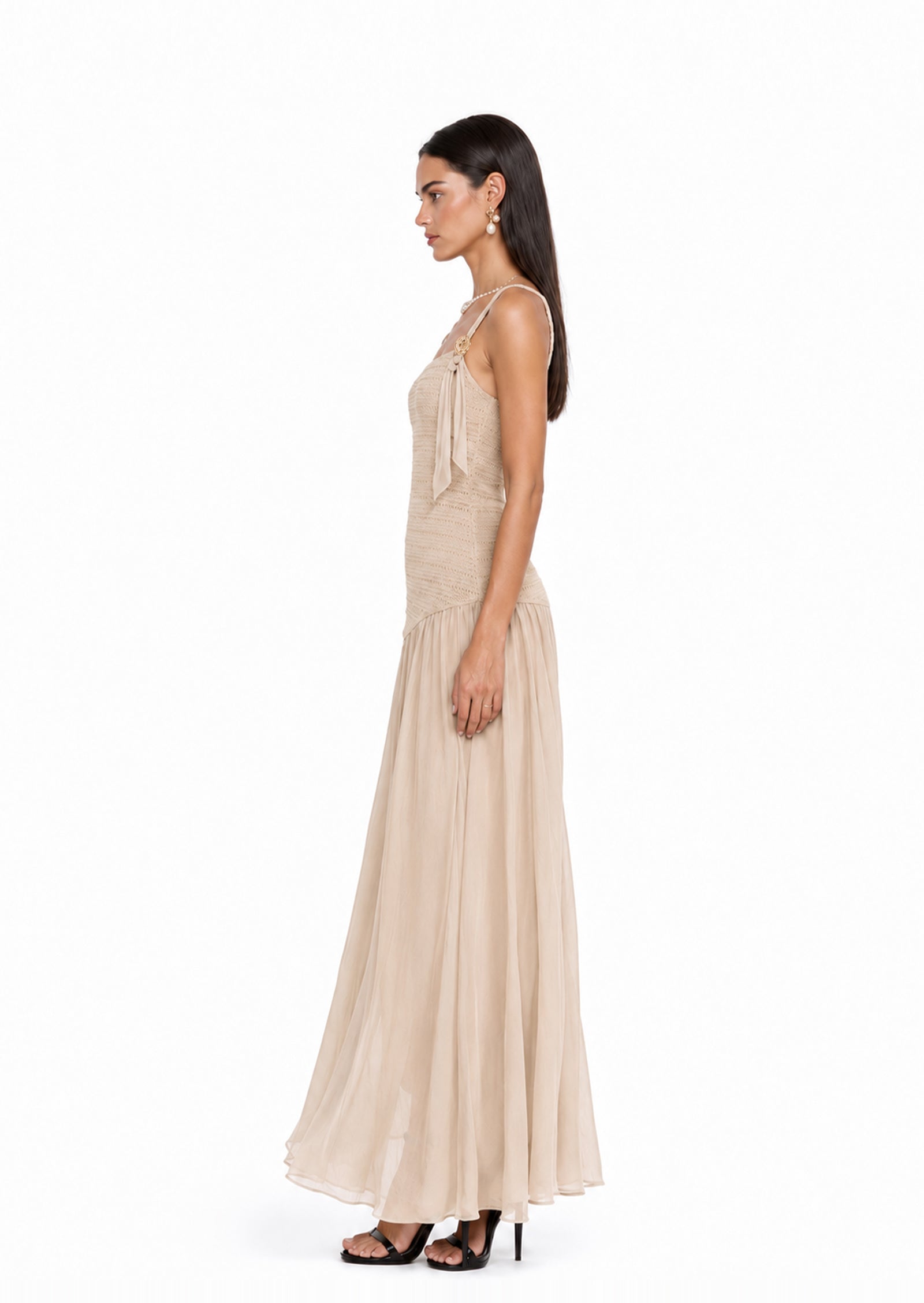 Midikleid in A-Linie mit Blumenmuster und Laternenärmeln