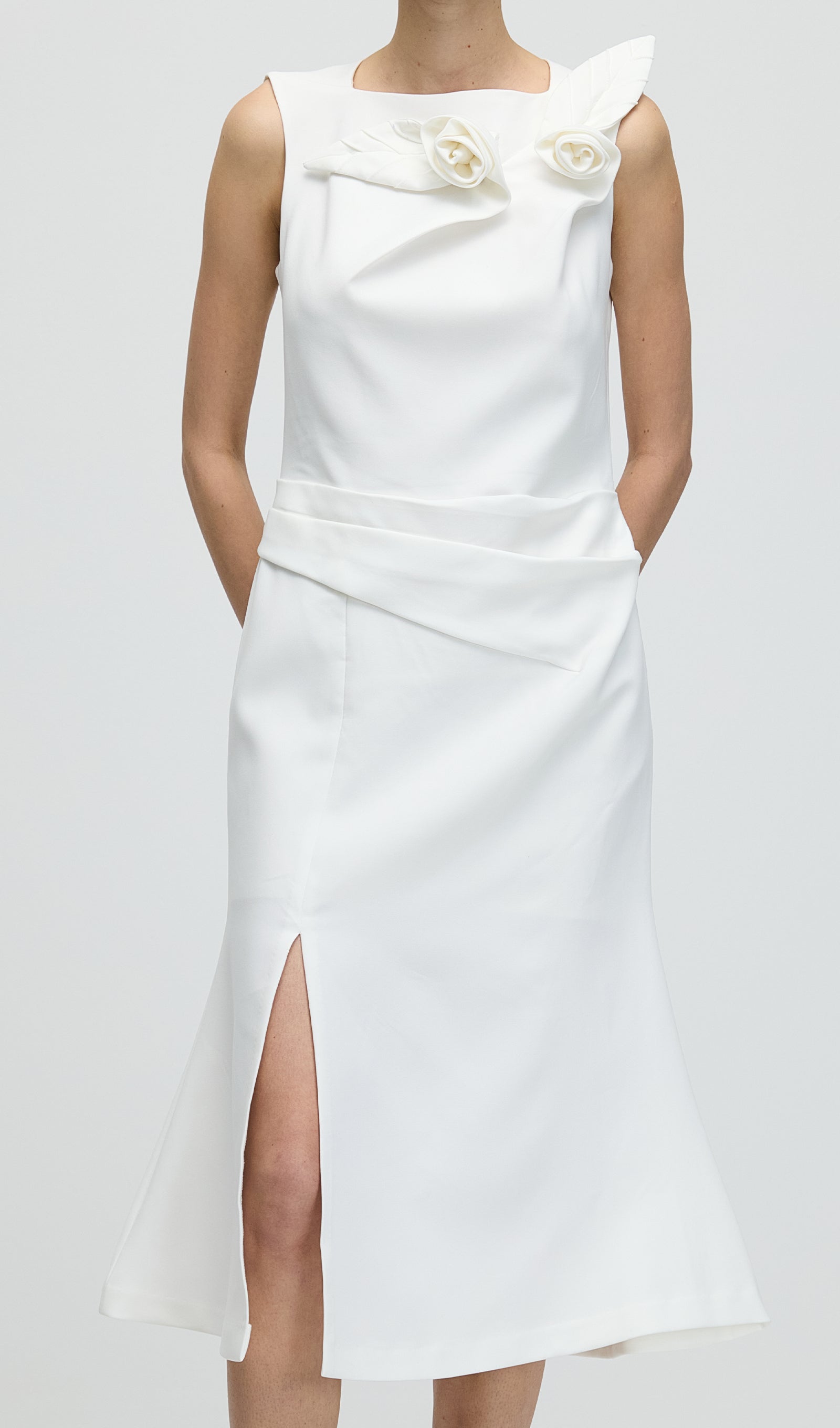 Midikleid in A-Linie mit Blumenmuster und Laternenärmeln