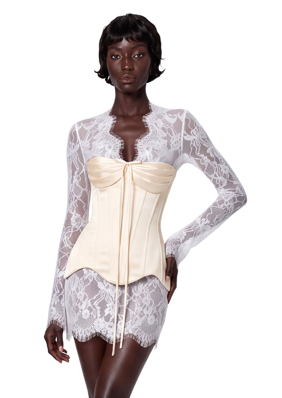 Angelina Lace Mini Dress With Corset