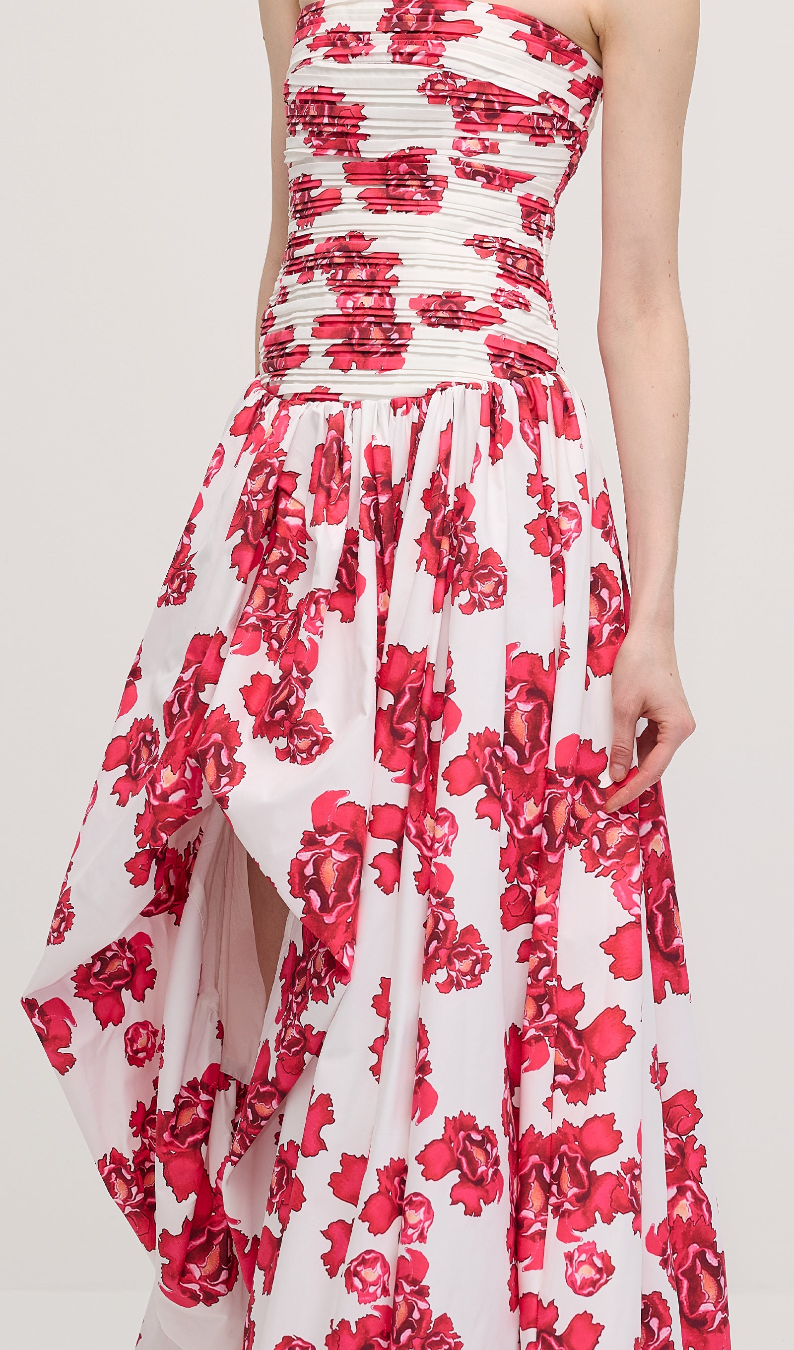 Midikleid in A-Linie mit Blumenmuster und Laternenärmeln