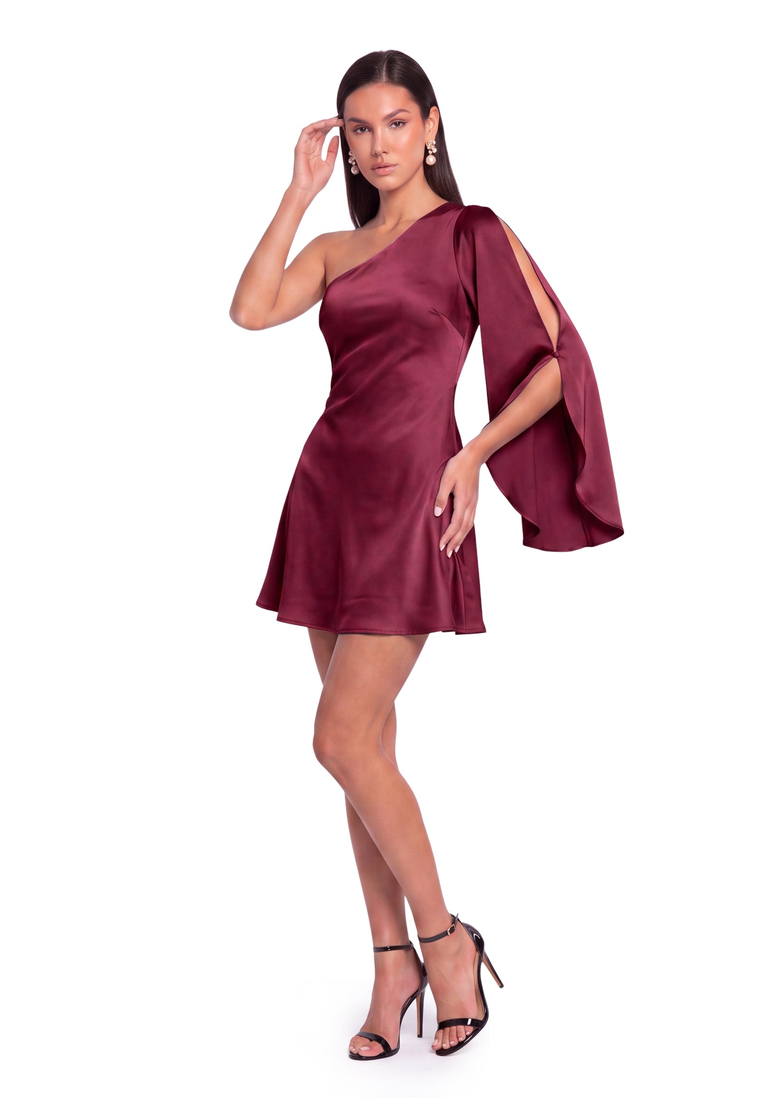 Midikleid in A-Linie mit Blumenmuster und Laternenärmeln