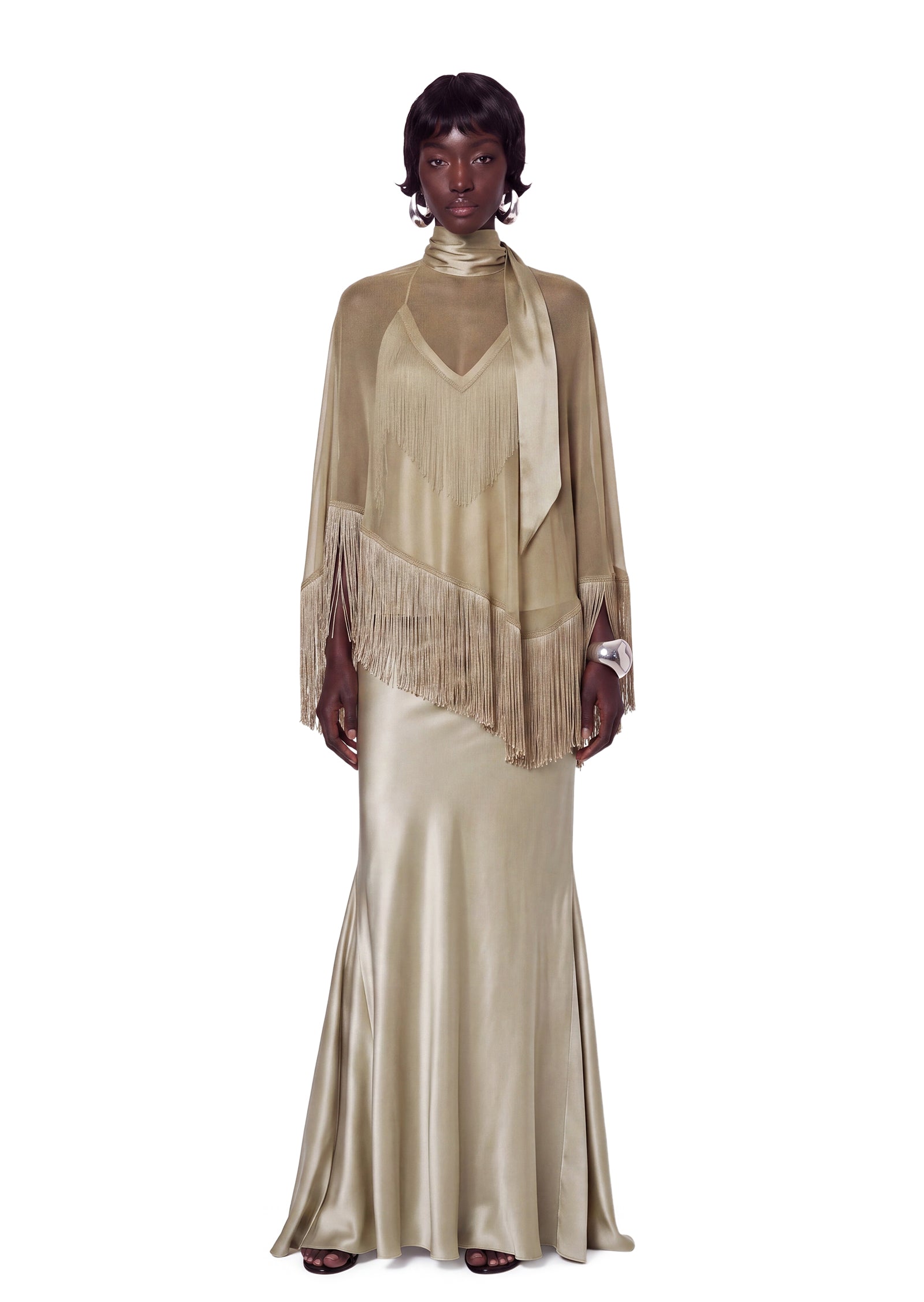Zahara Tassel Satin Maxi Dress