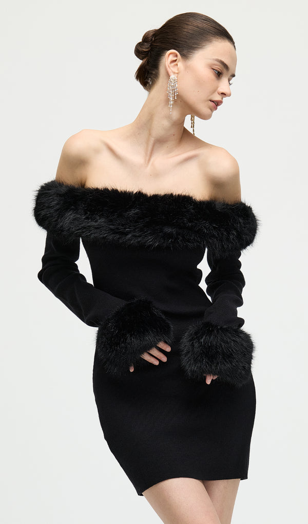 Black Off The Shoulder Mini Dress