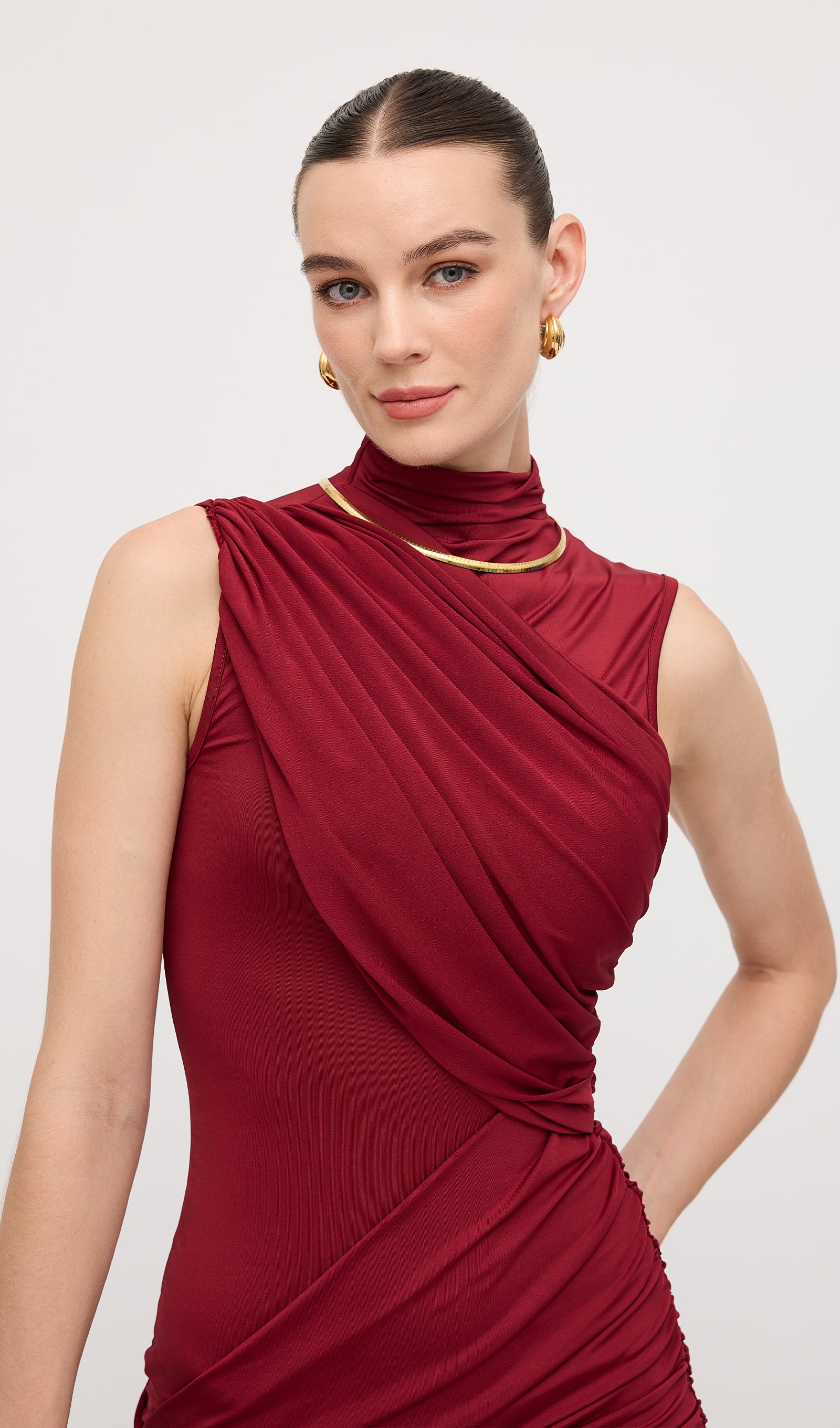 Midikleid in A-Linie mit Blumenmuster und Laternenärmeln