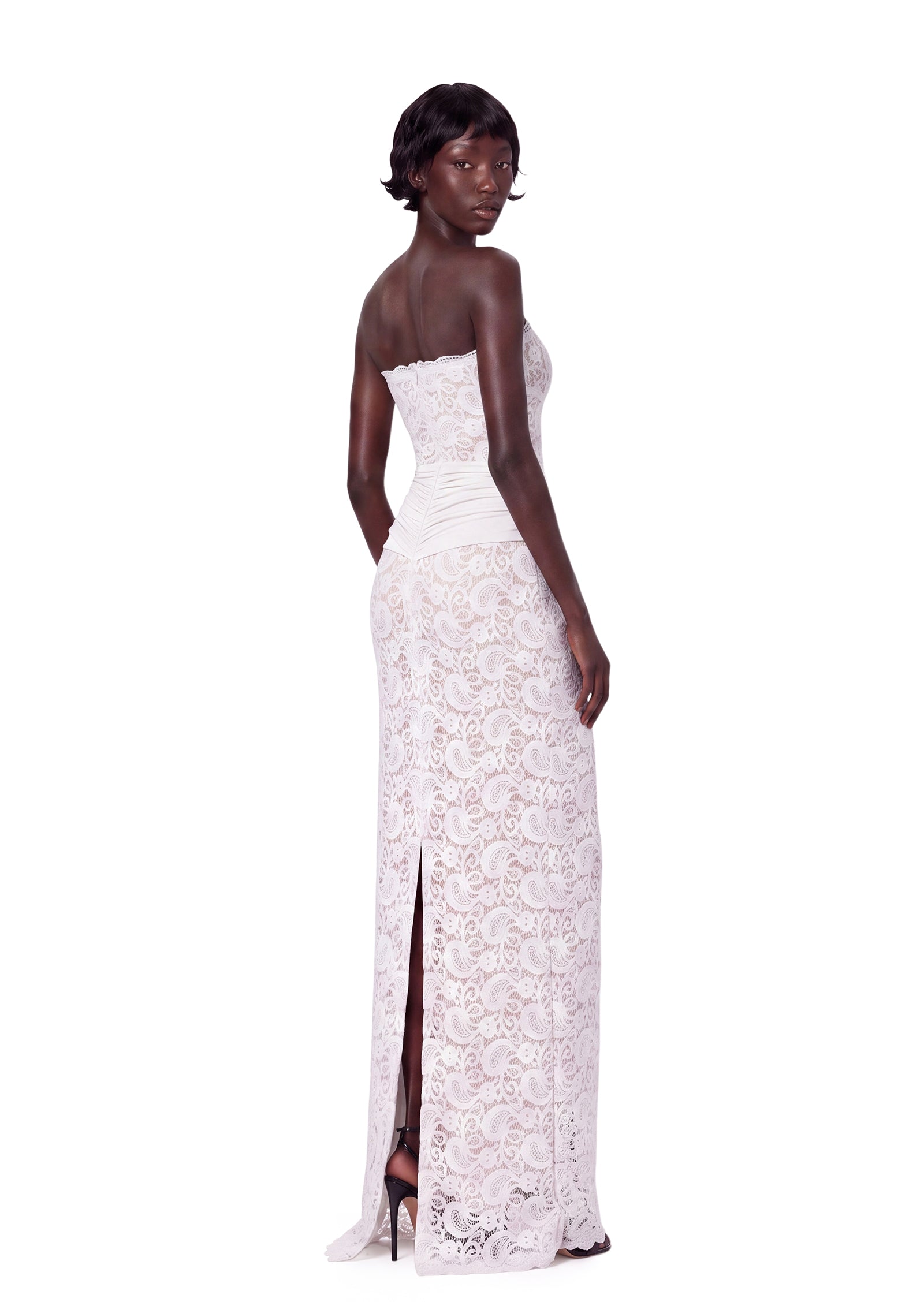 Midikleid in A-Linie mit Blumenmuster und Laternenärmeln