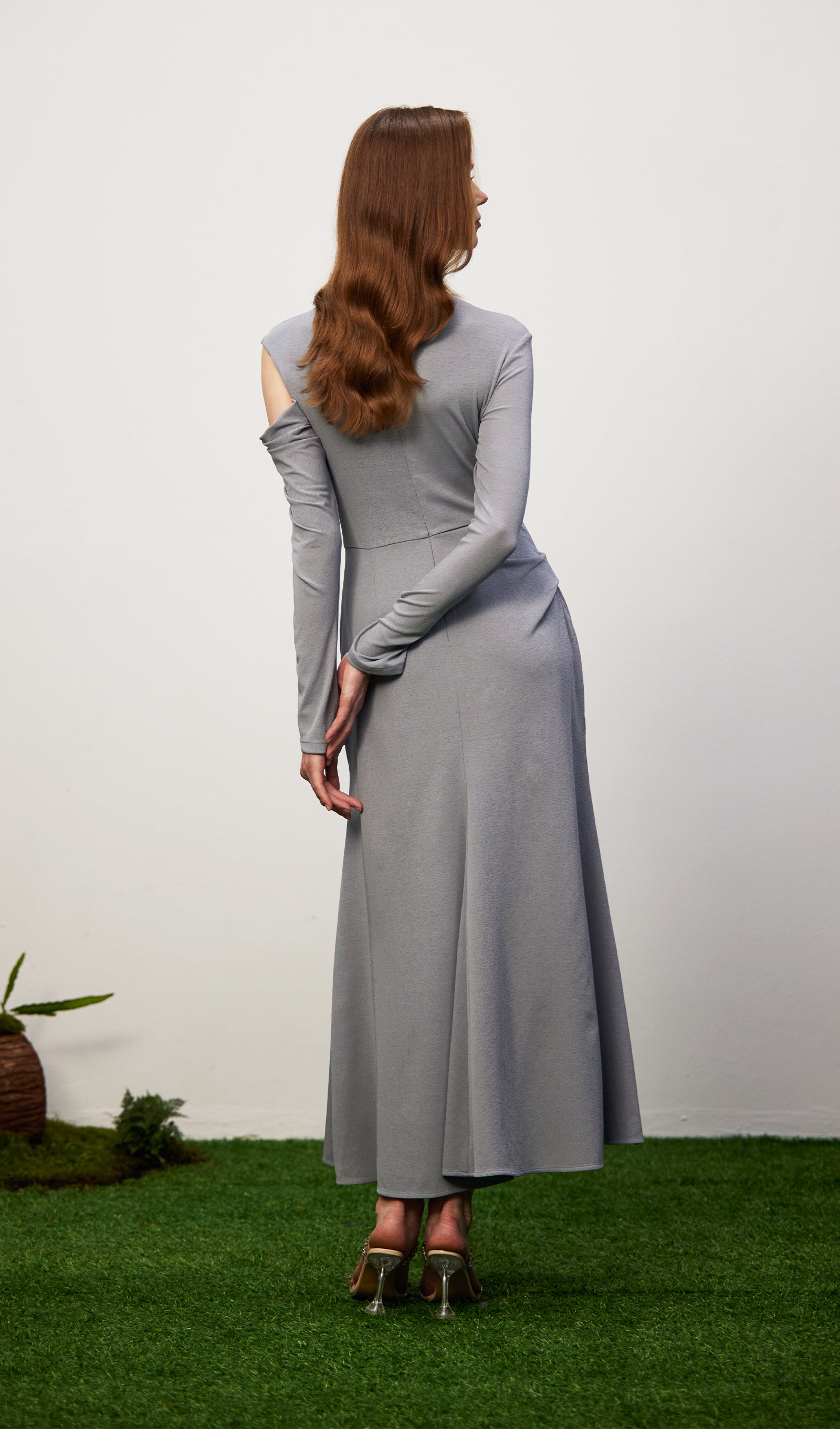 Midikleid in A-Linie mit Blumenmuster und Laternenärmeln