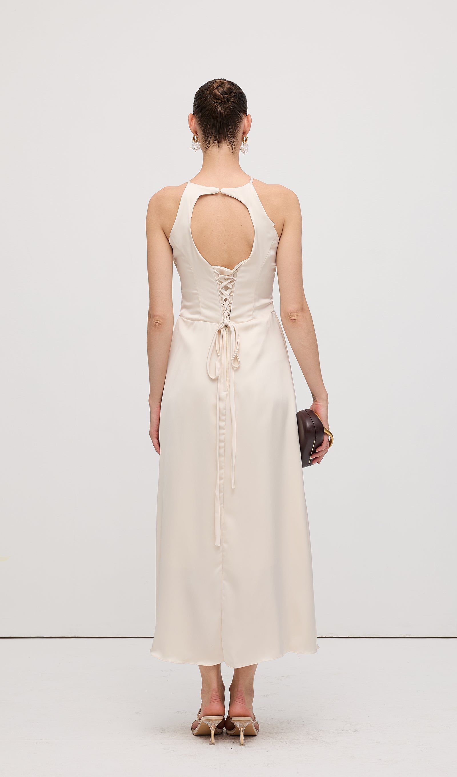 Sleeveless Satin Midi Dress